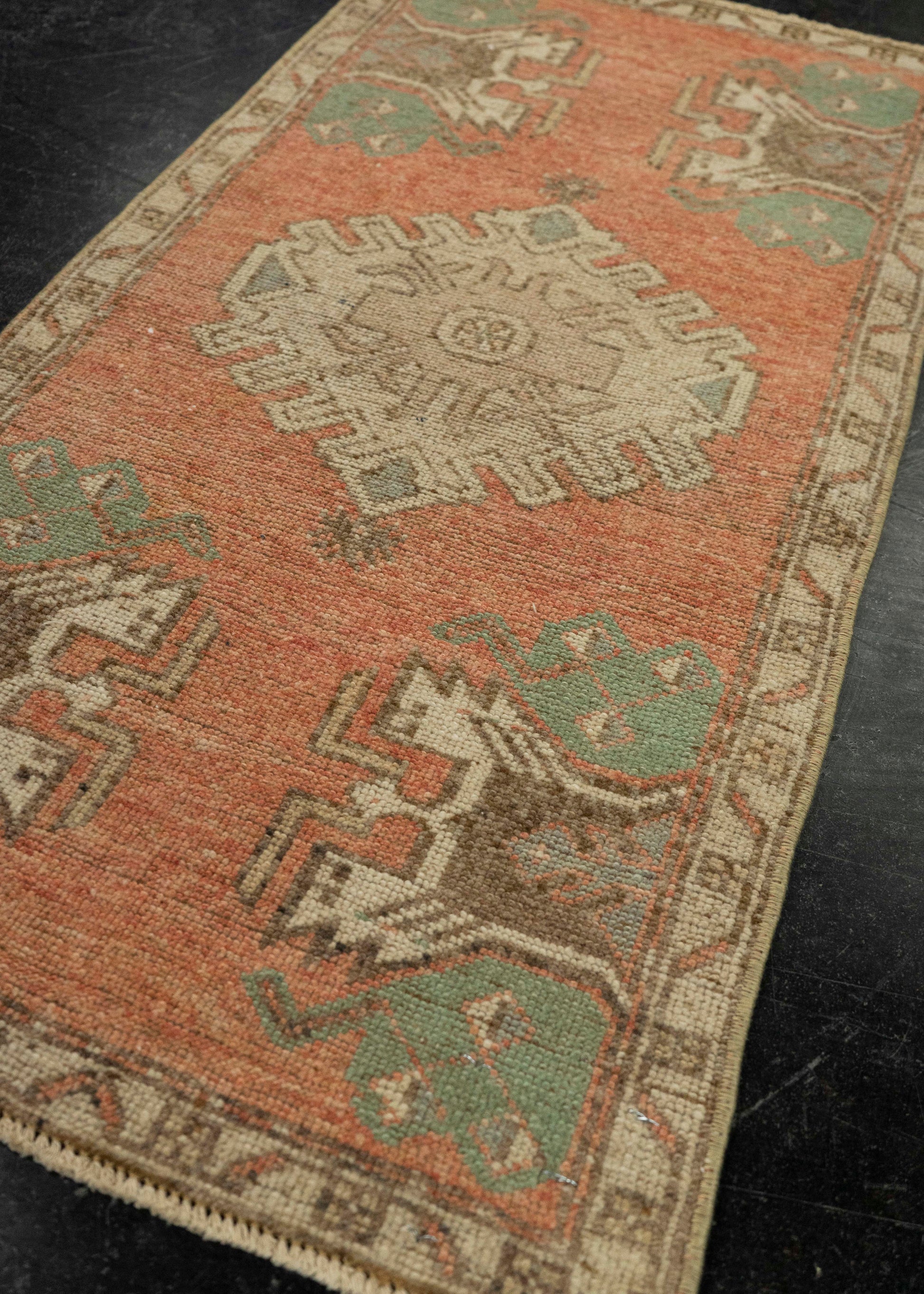 Turkish Mini Rug Oriental Hand Knotted Vintage Rug 1'6" x 3' #21209
