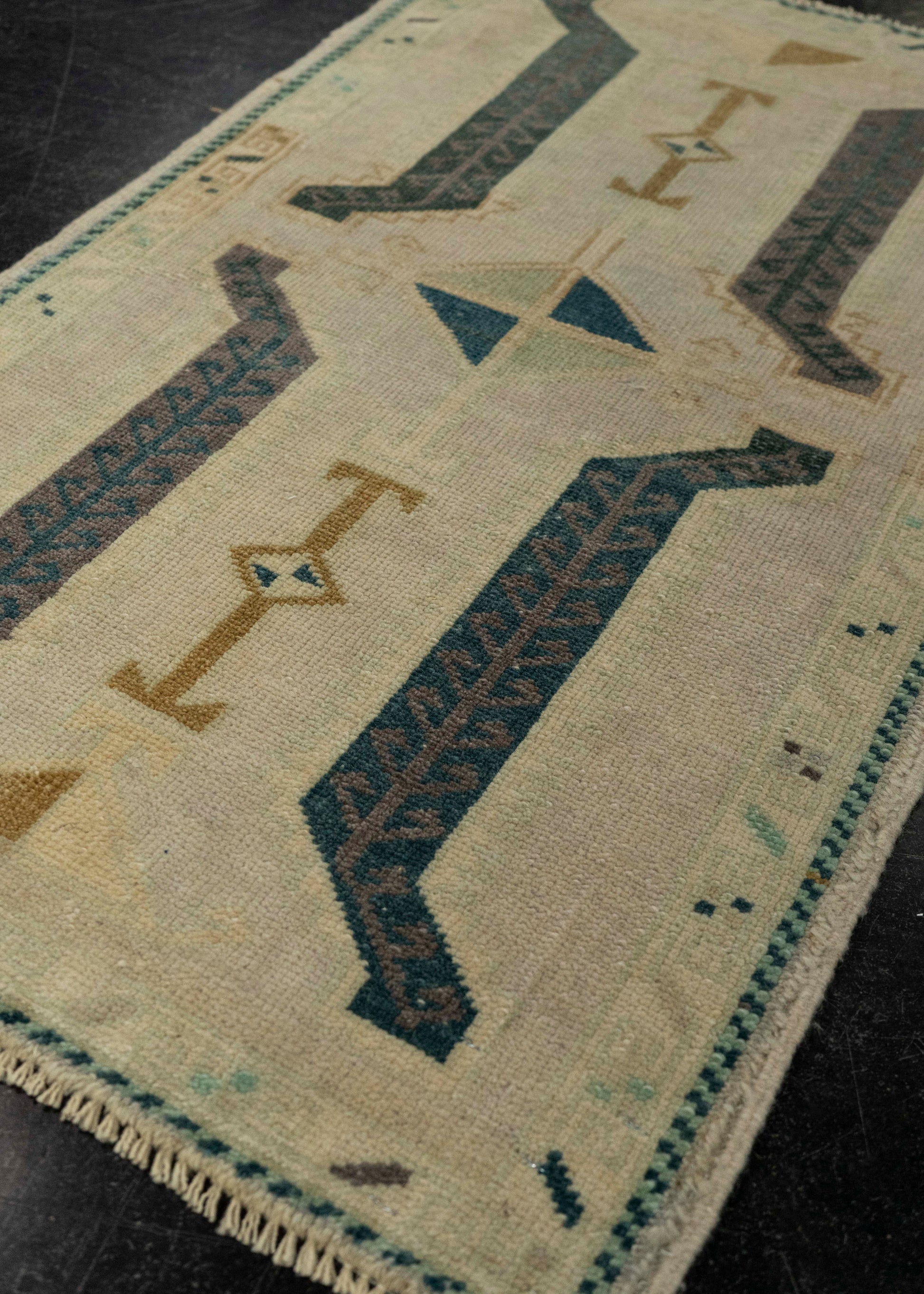 Turkish Mini Rug Oriental Hand Knotted Vintage Rug 1'11" x 3'2" #21211