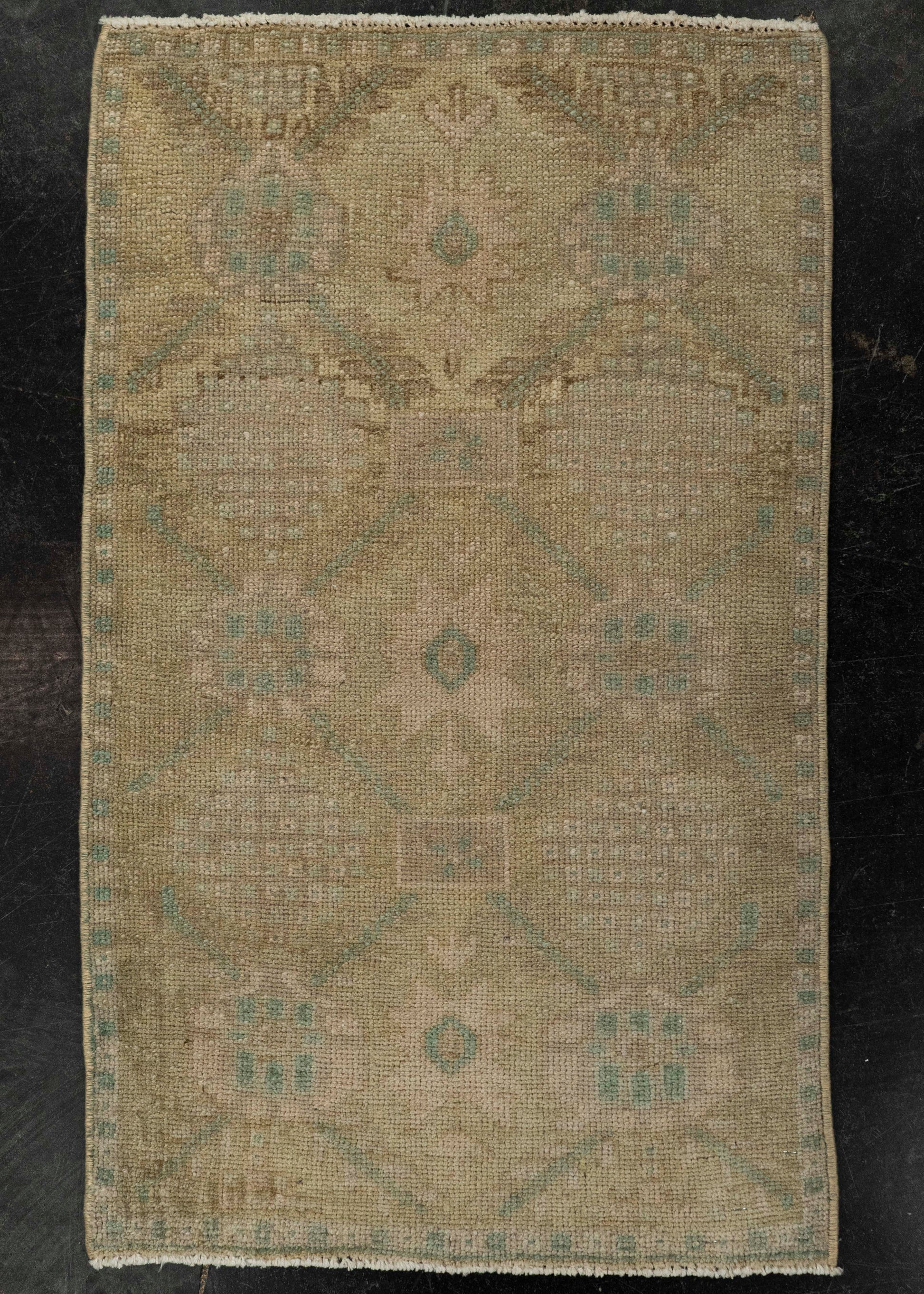 Turkish Mini Rug Oriental Hand Knotted Vintage Rug 1'9" x 2'11" #21018