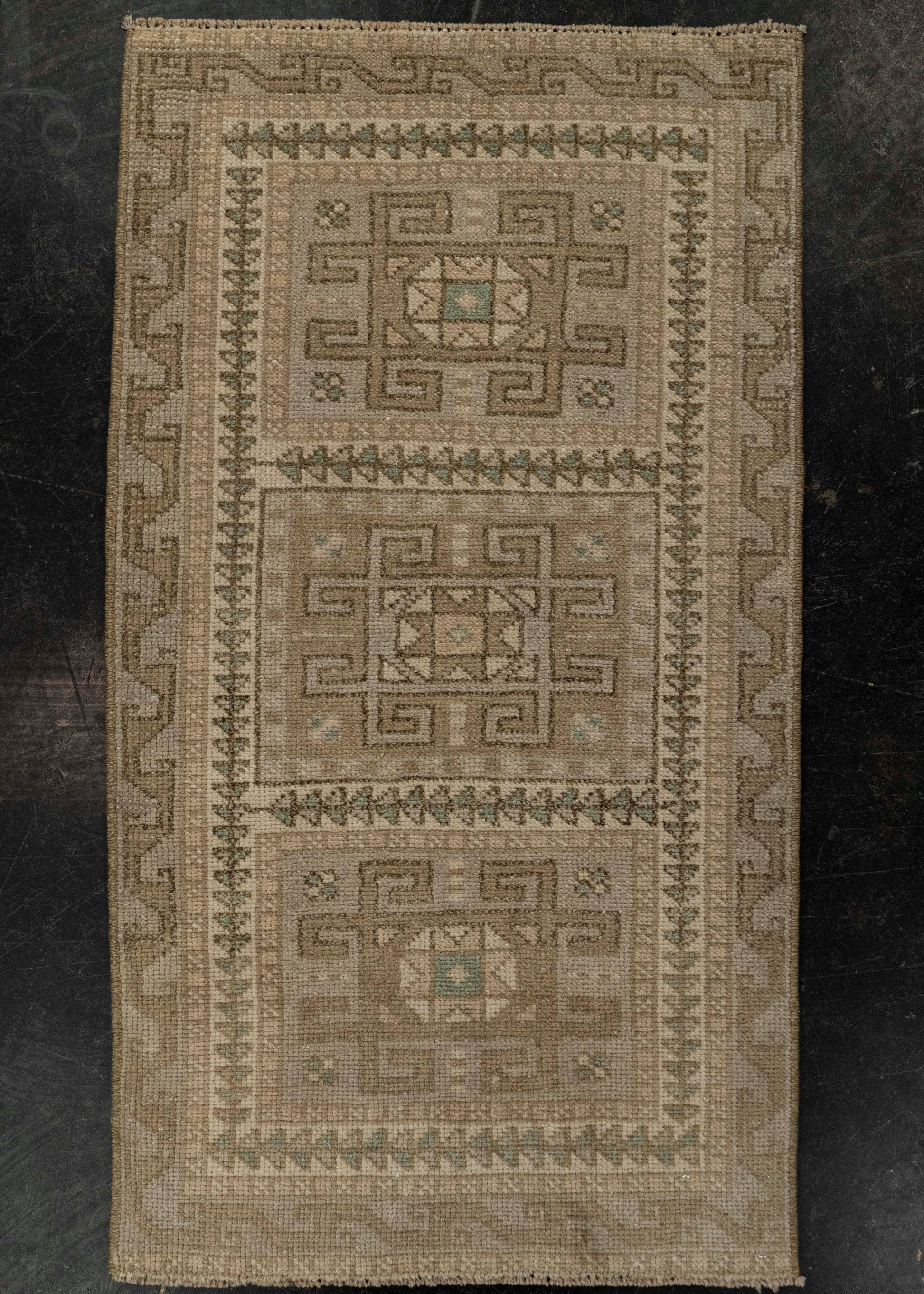 Turkish Mini Rug Oriental Hand Knotted Vintage Rug 1'10" x 3'3" #21049
