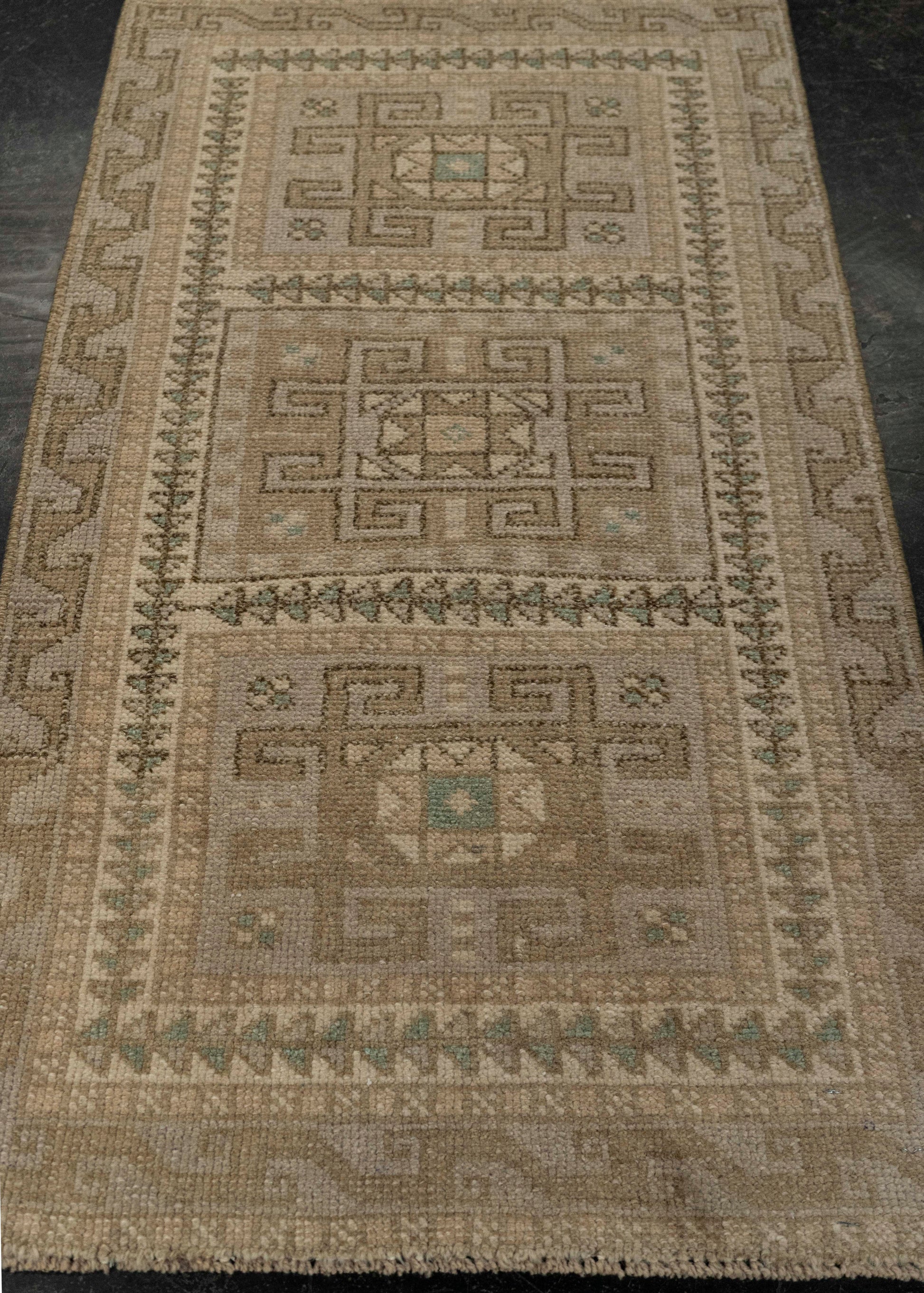 Turkish Mini Rug Oriental Hand Knotted Vintage Rug 1'10" x 3'3" #21049