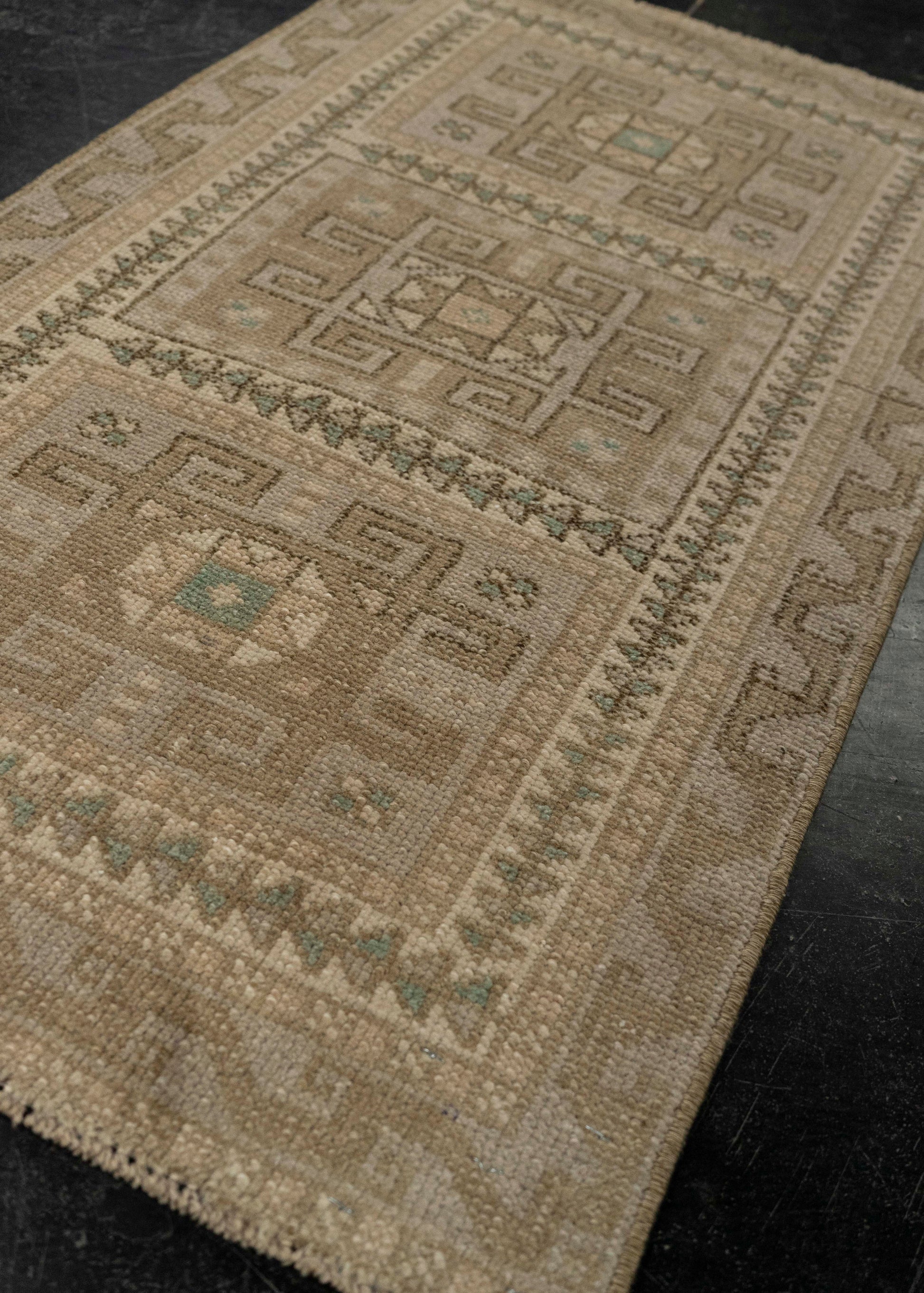 Turkish Mini Rug Oriental Hand Knotted Vintage Rug 1'10" x 3'3" #21049