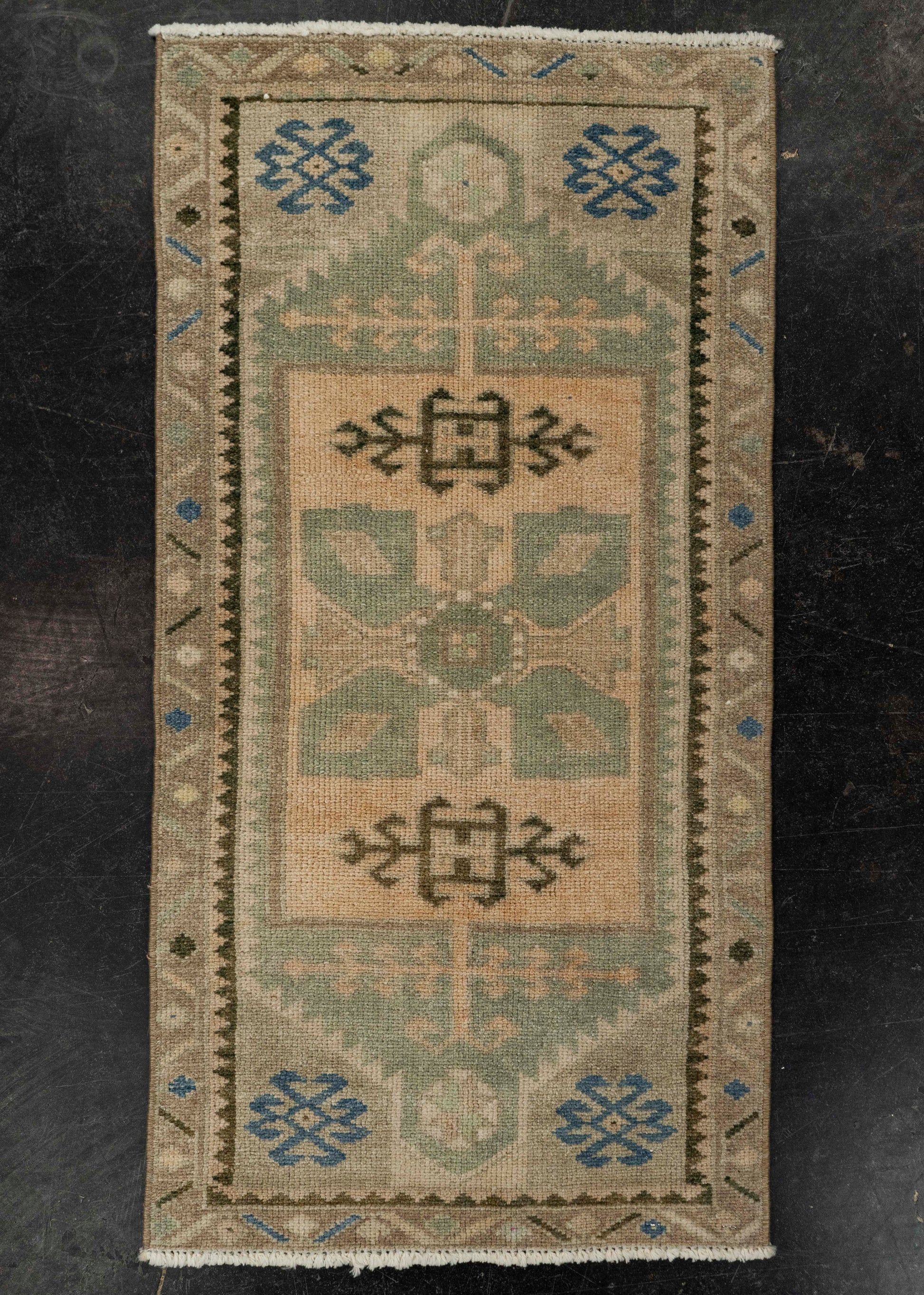 Turkish Mini Rug Oriental Hand Knotted Vintage Rug 1'8" x 3'3" #21102