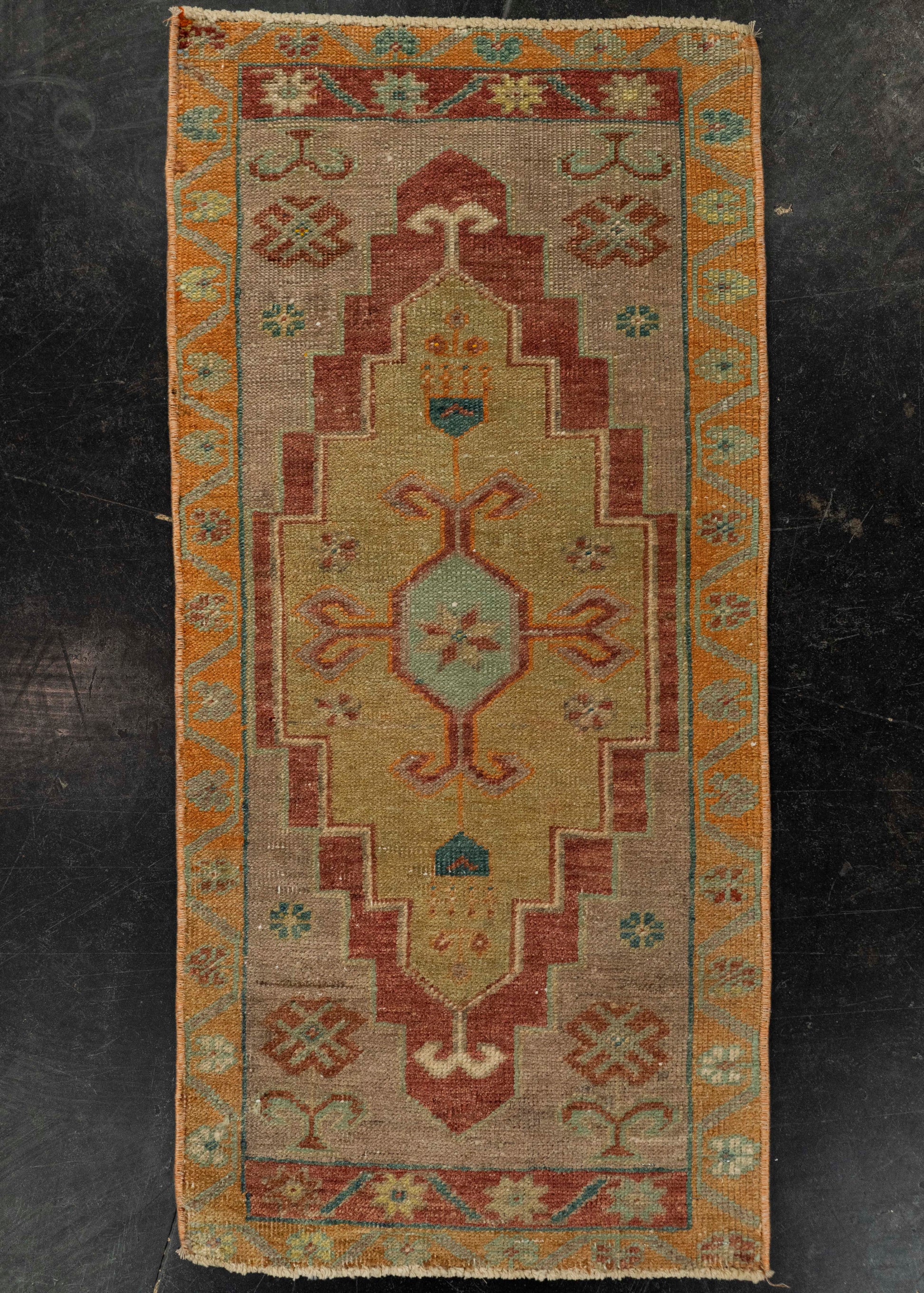 Turkish Mini Rug Oriental Hand Knotted Vintage Rug 1'7" x 3'3" #21229