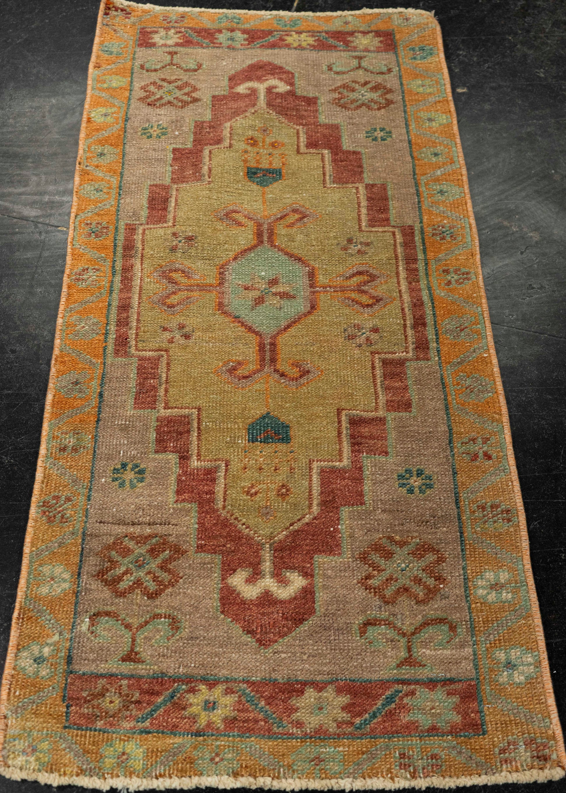 Turkish Mini Rug Oriental Hand Knotted Vintage Rug 1'7" x 3'3" #21229