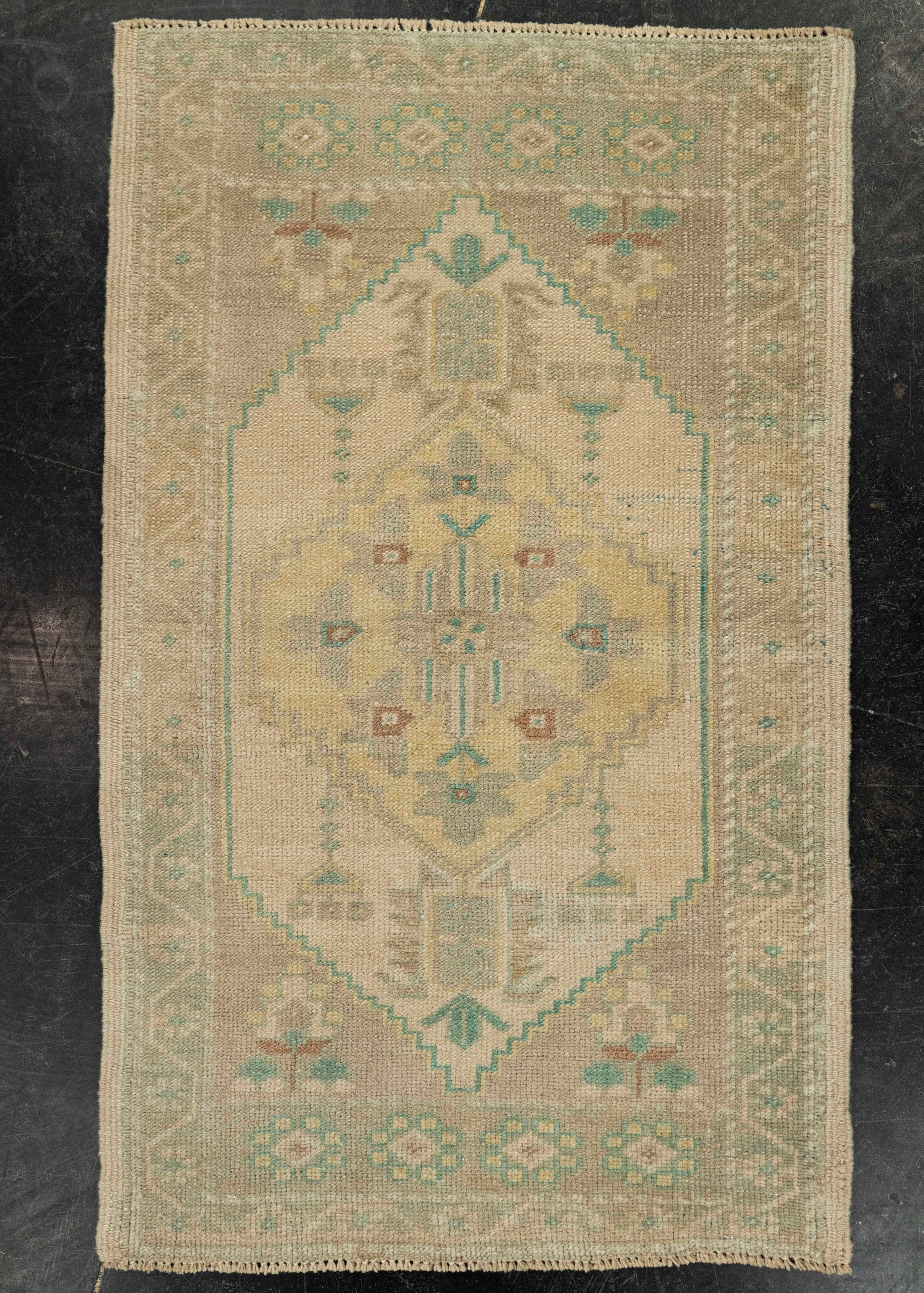 Turkish Mini Rug Oriental Hand Knotted Vintage Rug 1'11" x 3'1" #21050