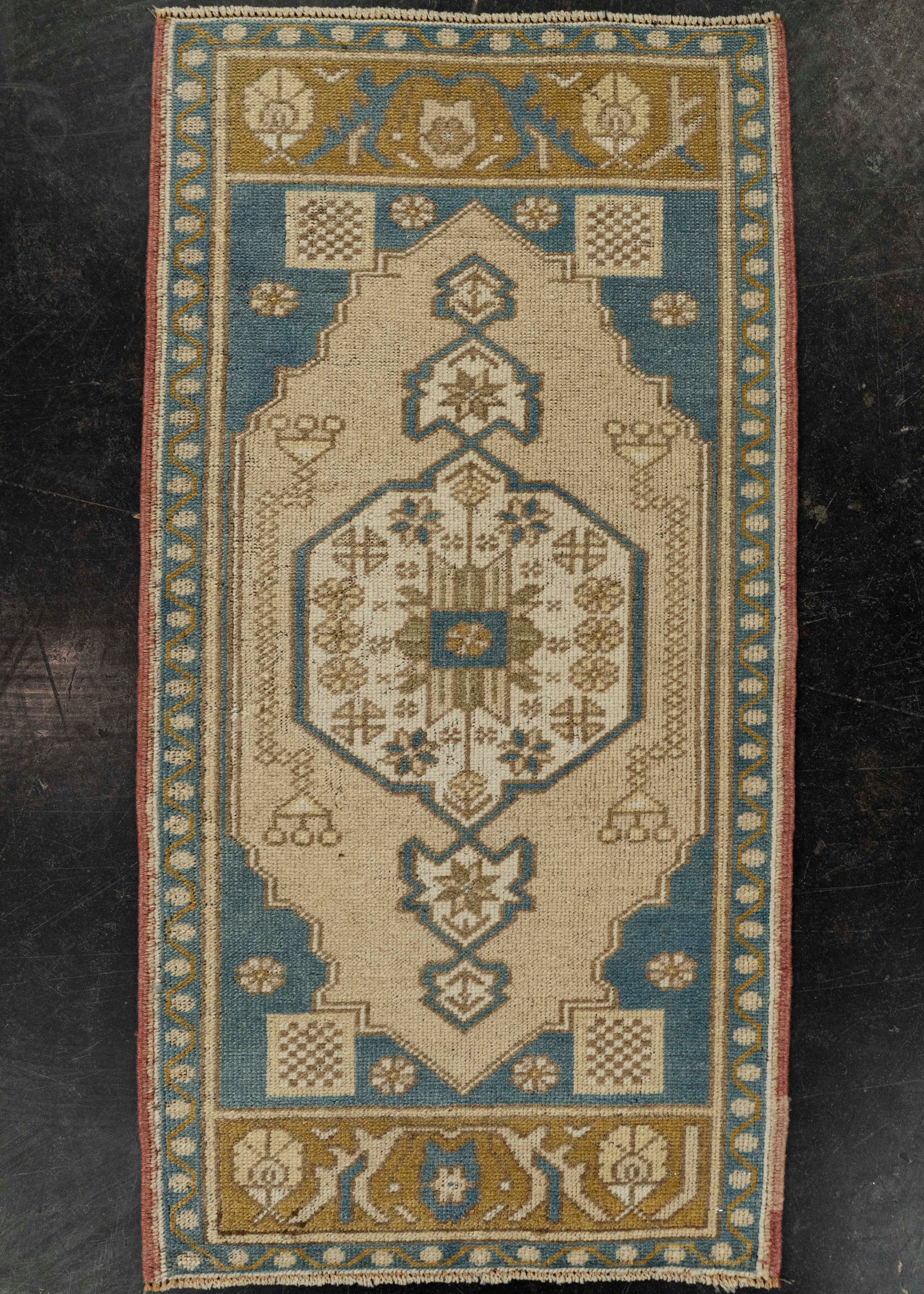 Turkish Mini Rug Oriental Hand Knotted Vintage Rug 1'9" x 3'1" #21139