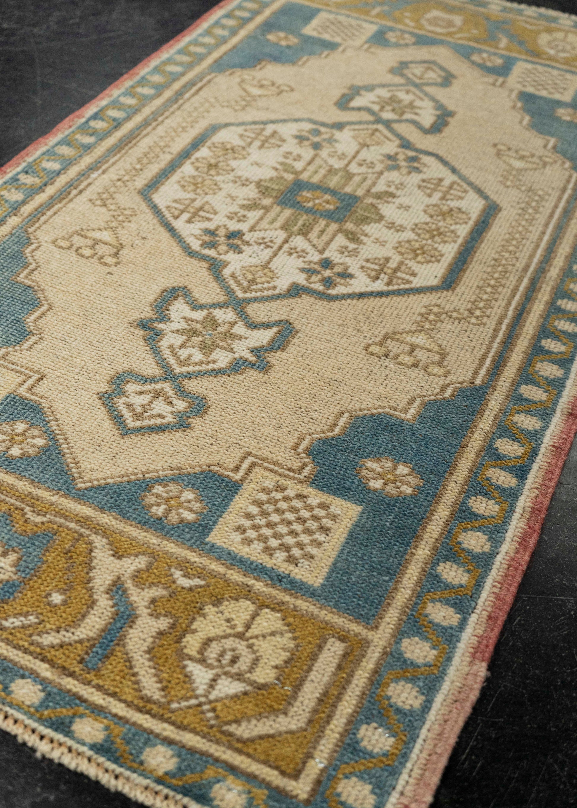 Turkish Mini Rug Oriental Hand Knotted Vintage Rug 1'9" x 3'1" #21139