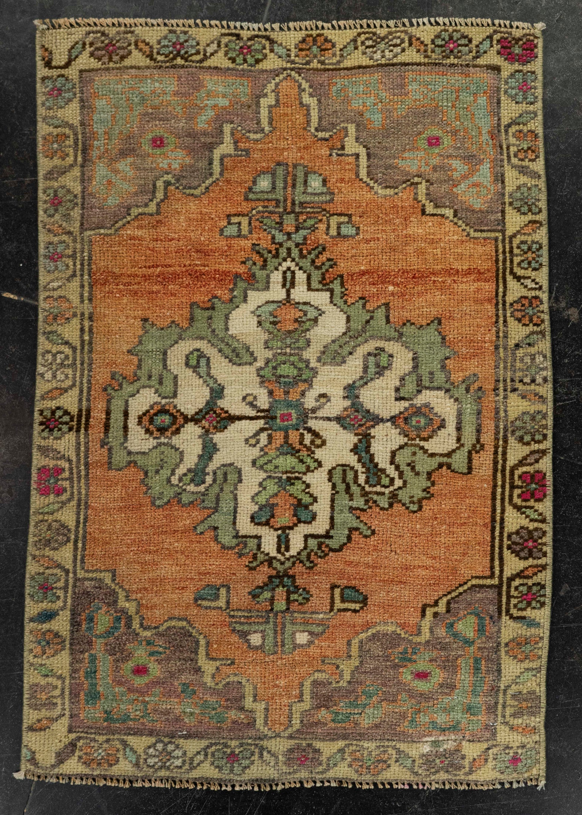 Turkish Mini Rug Oriental Hand Knotted Vintage Rug 1'8" x 2'4" #21230