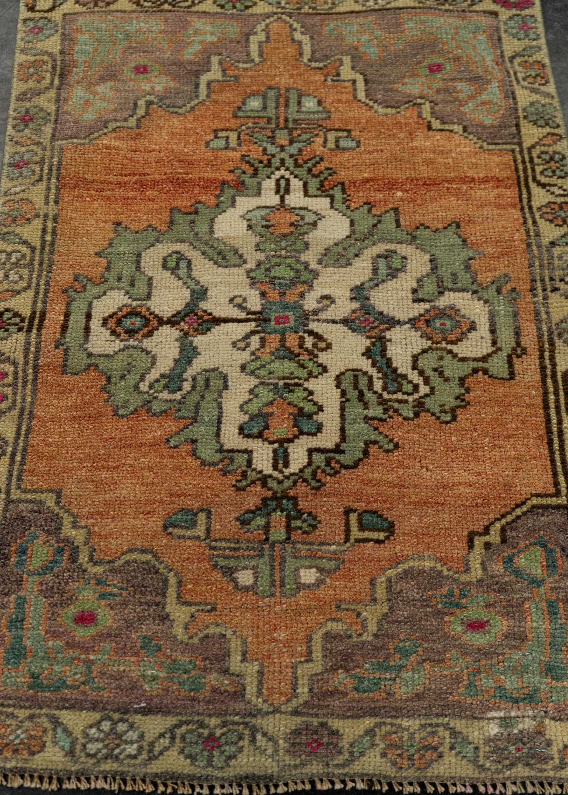 Turkish Mini Rug Oriental Hand Knotted Vintage Rug 1'8" x 2'4" #21230