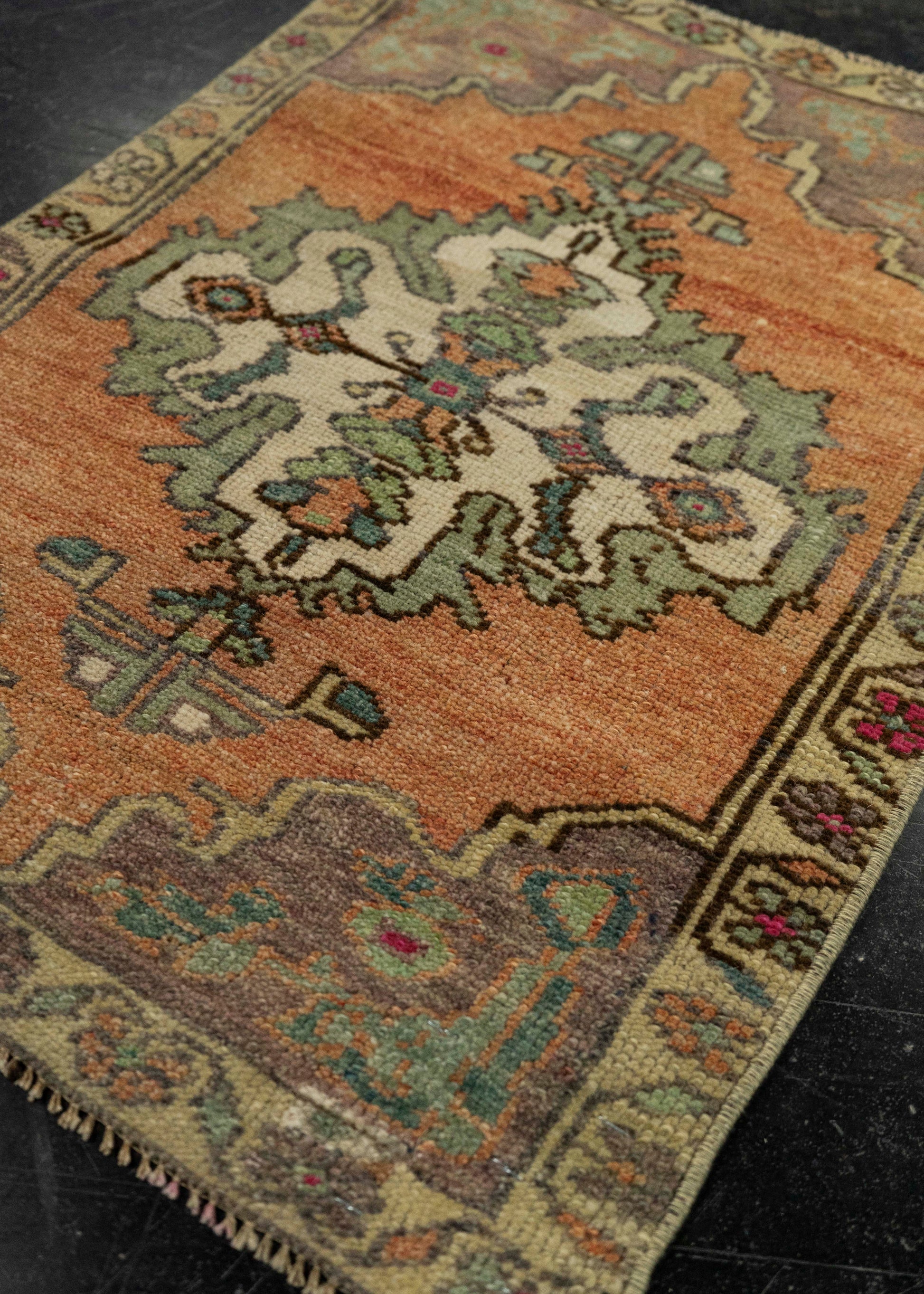 Turkish Mini Rug Oriental Hand Knotted Vintage Rug 1'8" x 2'4" #21230