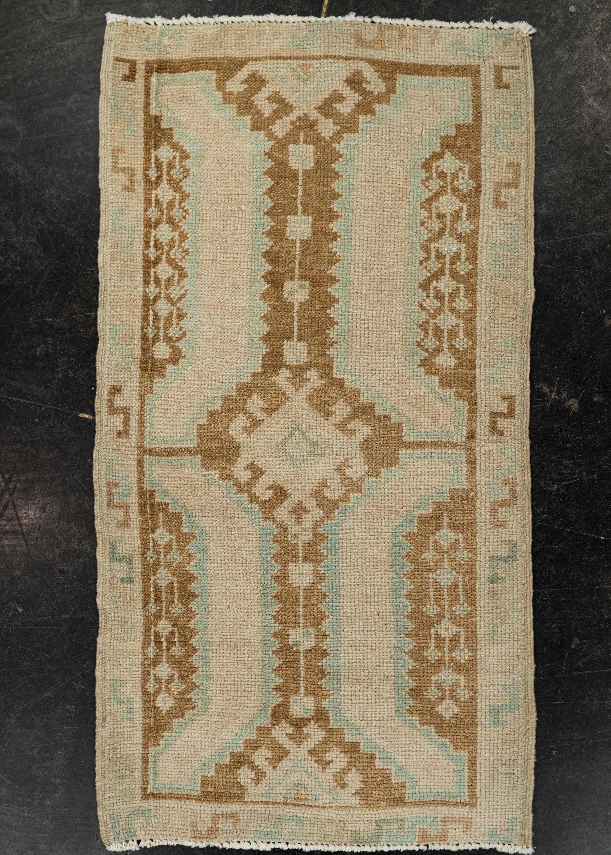 Turkish Mini Rug Oriental Hand Knotted Vintage Rug 1'7" x 3' #21037