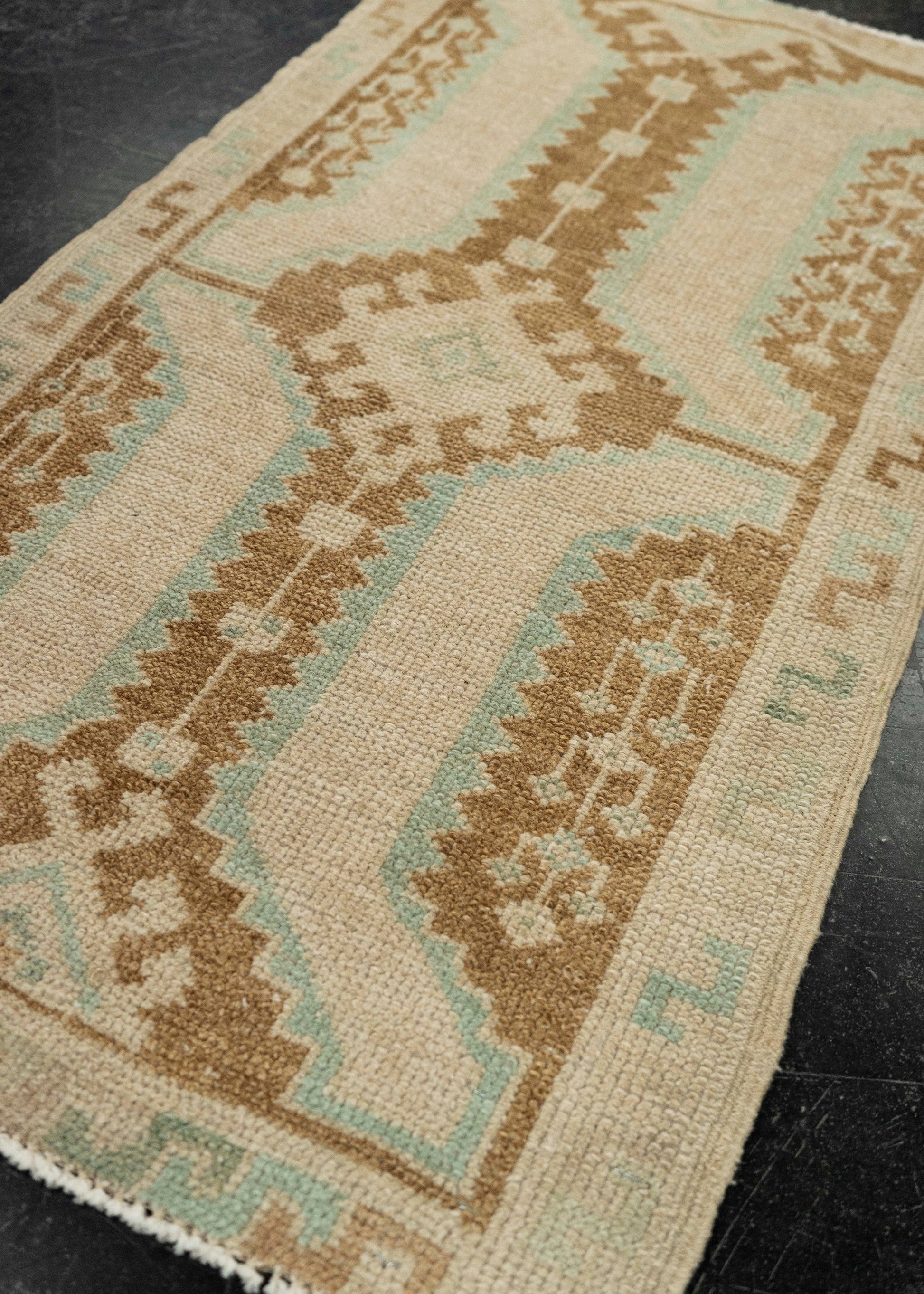 Turkish Mini Rug Oriental Hand Knotted Vintage Rug 1'7" x 3' #21037