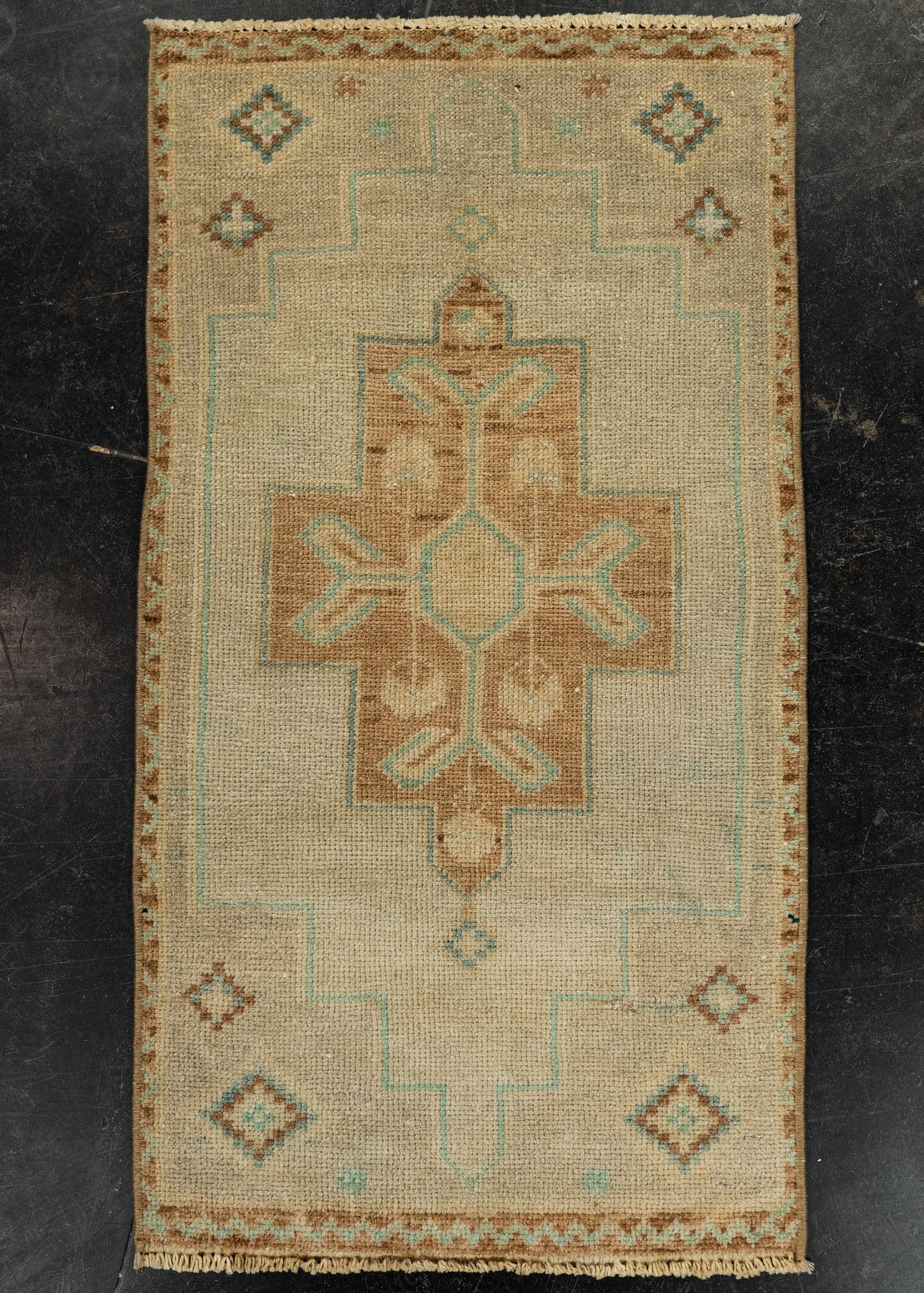 Turkish Mini Rug Oriental Hand Knotted Vintage Rug 1'7" x 2'10" #21258