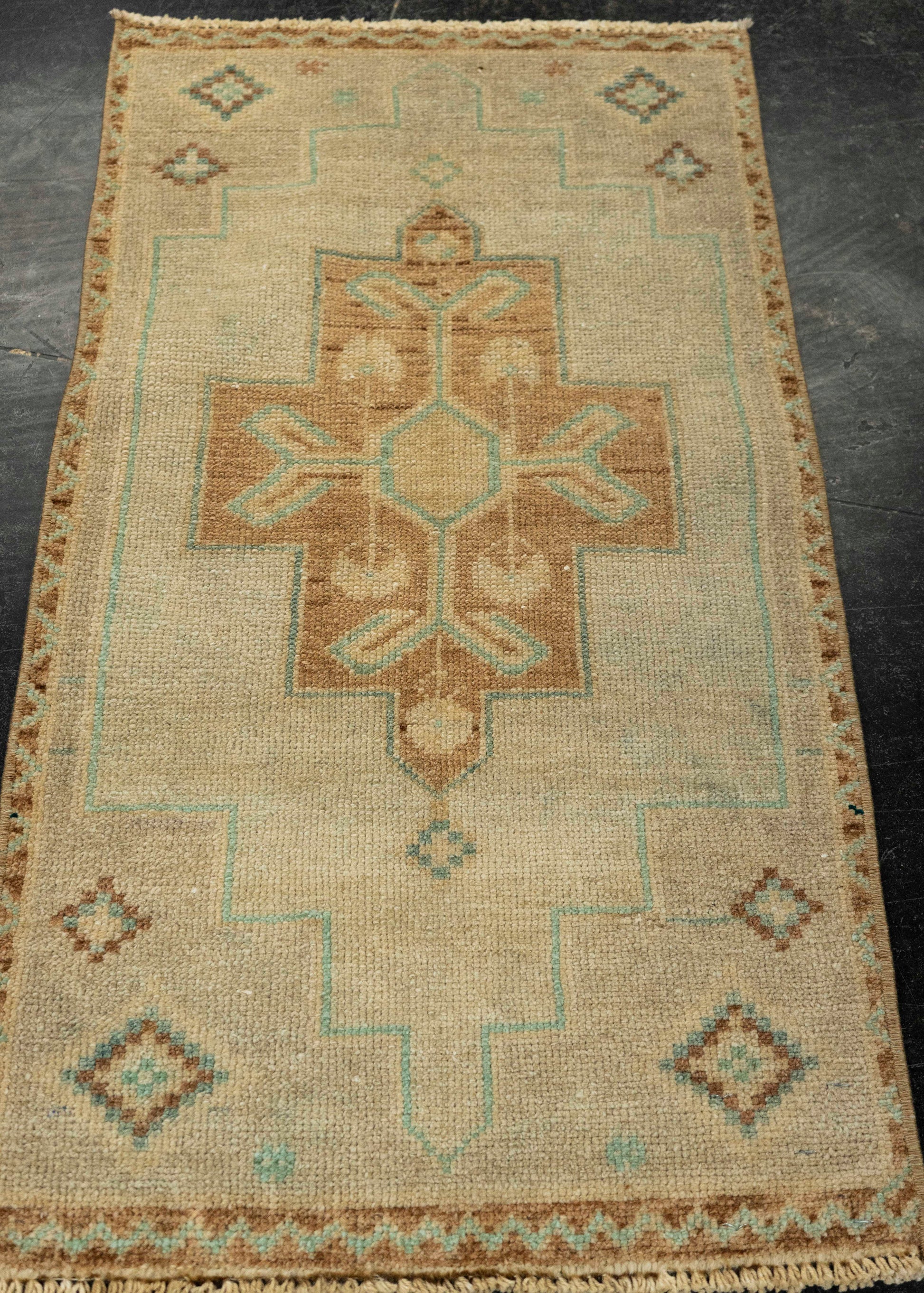 Turkish Mini Rug Oriental Hand Knotted Vintage Rug 1'7" x 2'10" #21258