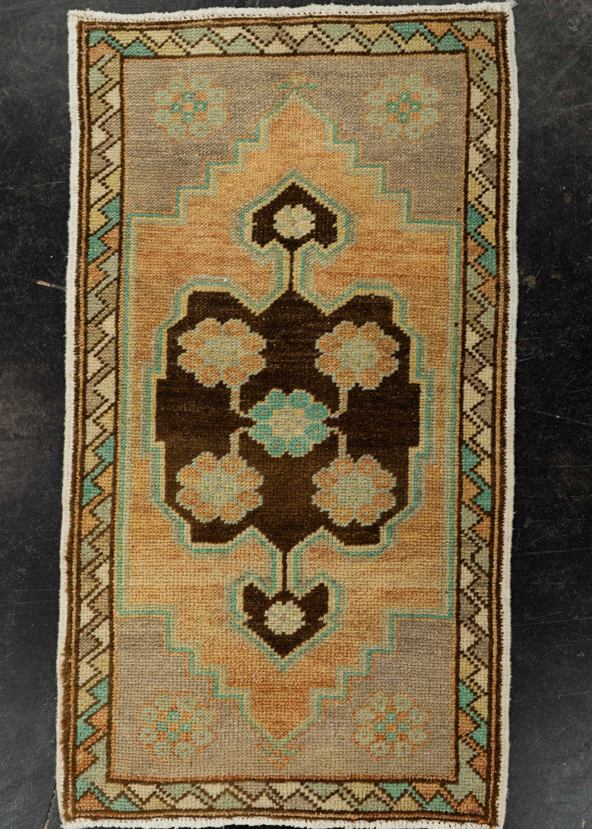 Turkish Mini Rug Oriental Hand Knotted Vintage Rug 1'8" x 2'11" #21259