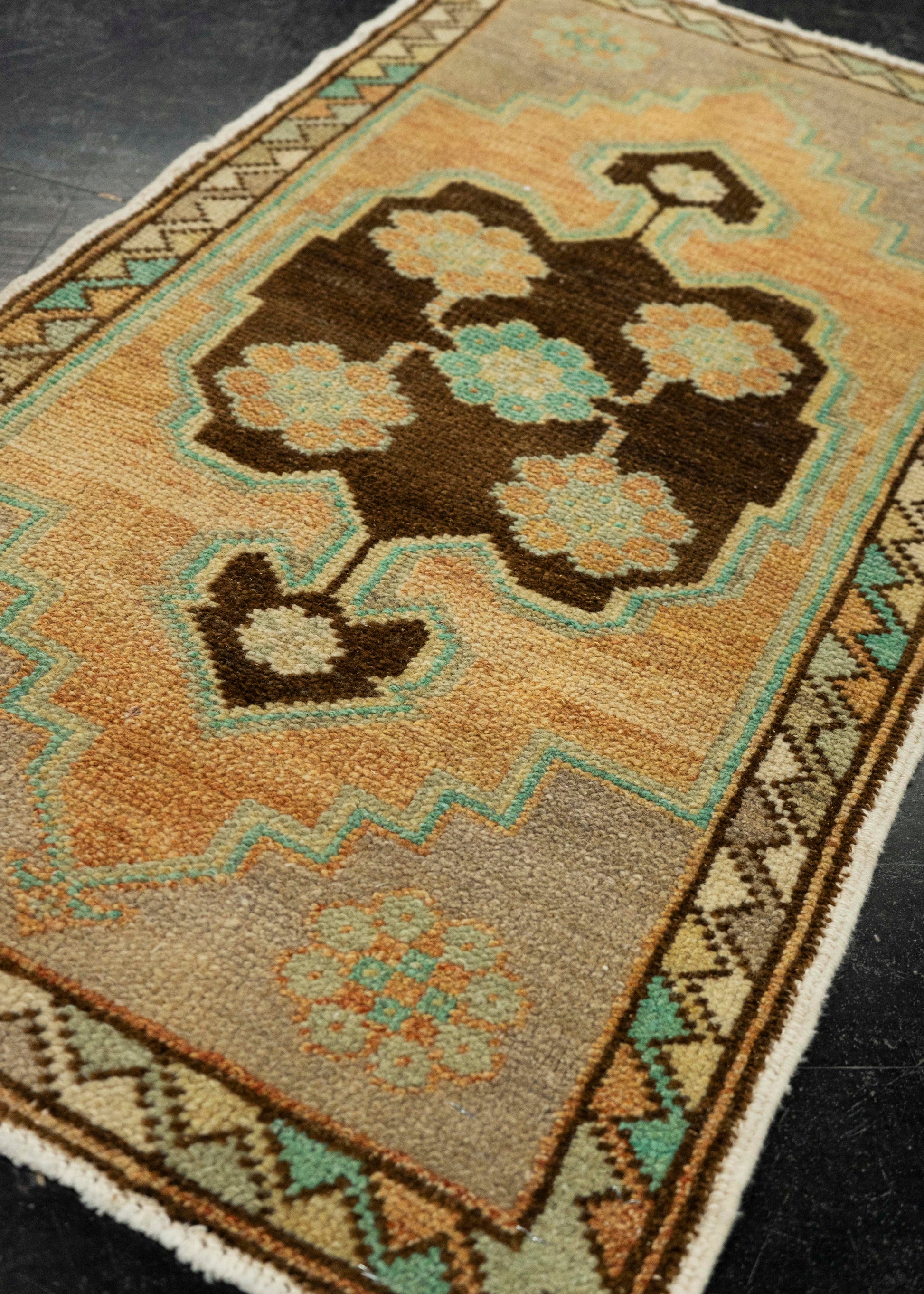 Turkish Mini Rug Oriental Hand Knotted Vintage Rug 1'8" x 2'11" #21259