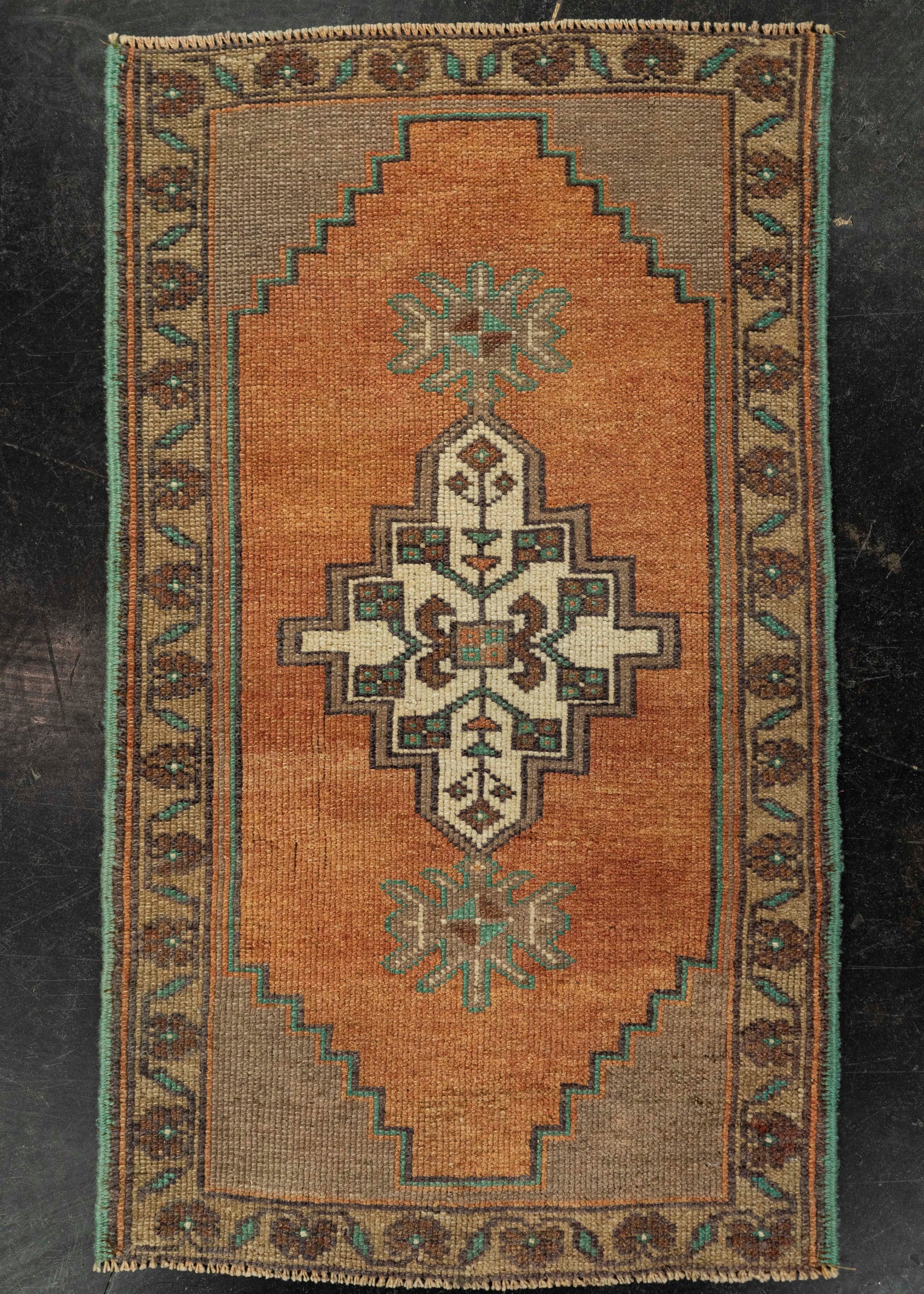 Turkish Mini Rug Oriental Hand Knotted Vintage Rug 1'9" x 3' #21167