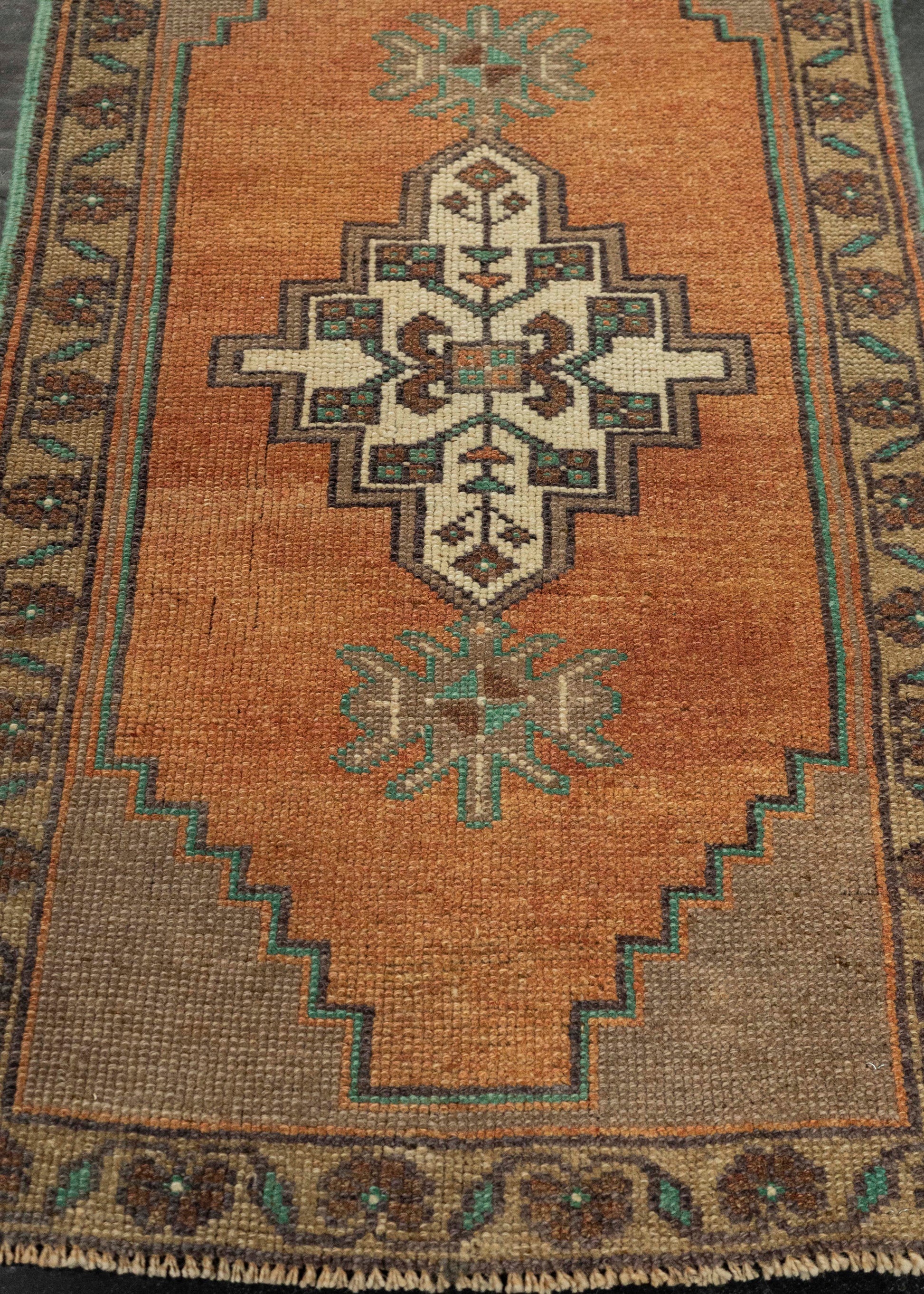 Turkish Mini Rug Oriental Hand Knotted Vintage Rug 1'9" x 3' #21167