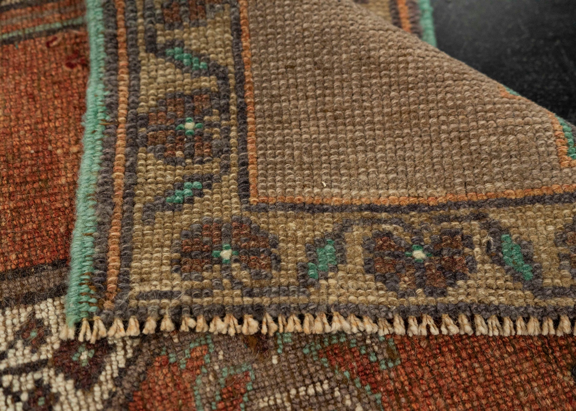 Turkish Mini Rug Oriental Hand Knotted Vintage Rug 1'9" x 3' #21167