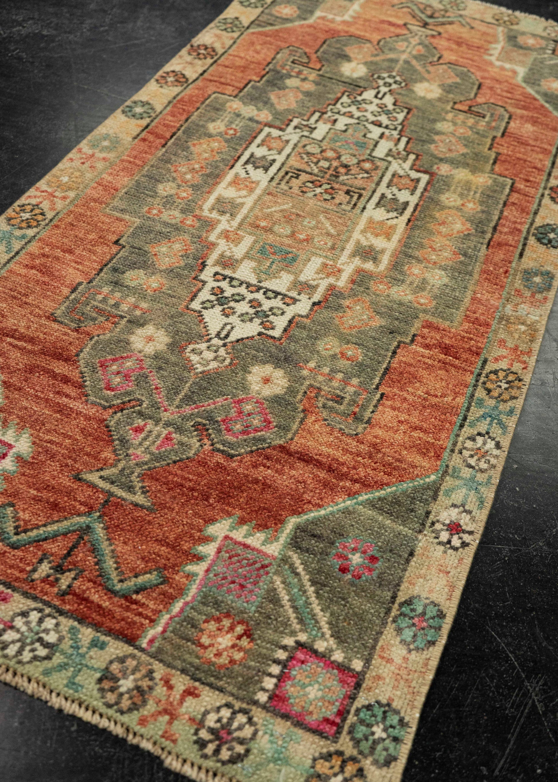 Turkish Mini Rug Oriental Hand Knotted Vintage Rug 1'8" x 3'6" #21178