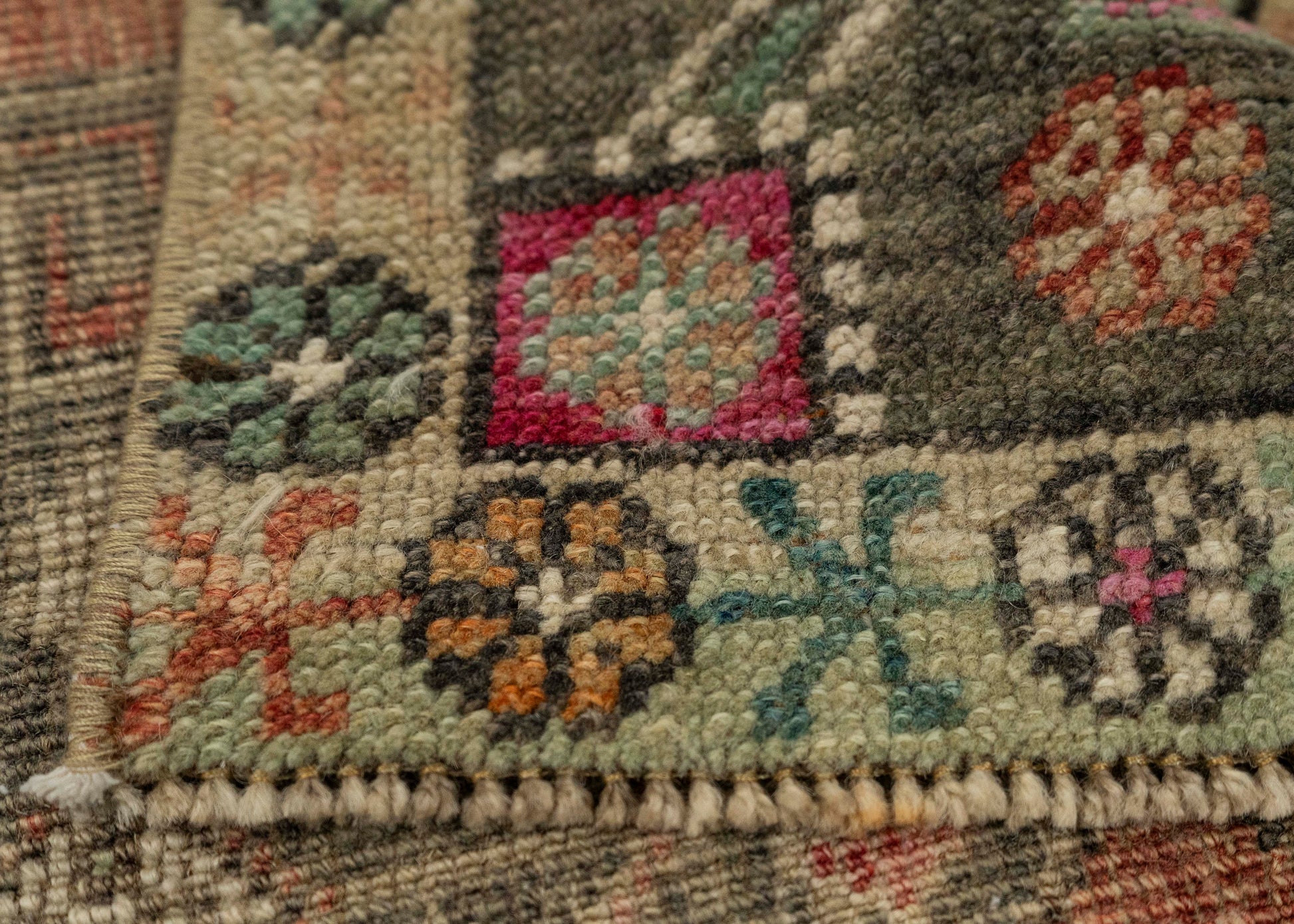 Turkish Mini Rug Oriental Hand Knotted Vintage Rug 1'8" x 3'6" #21178