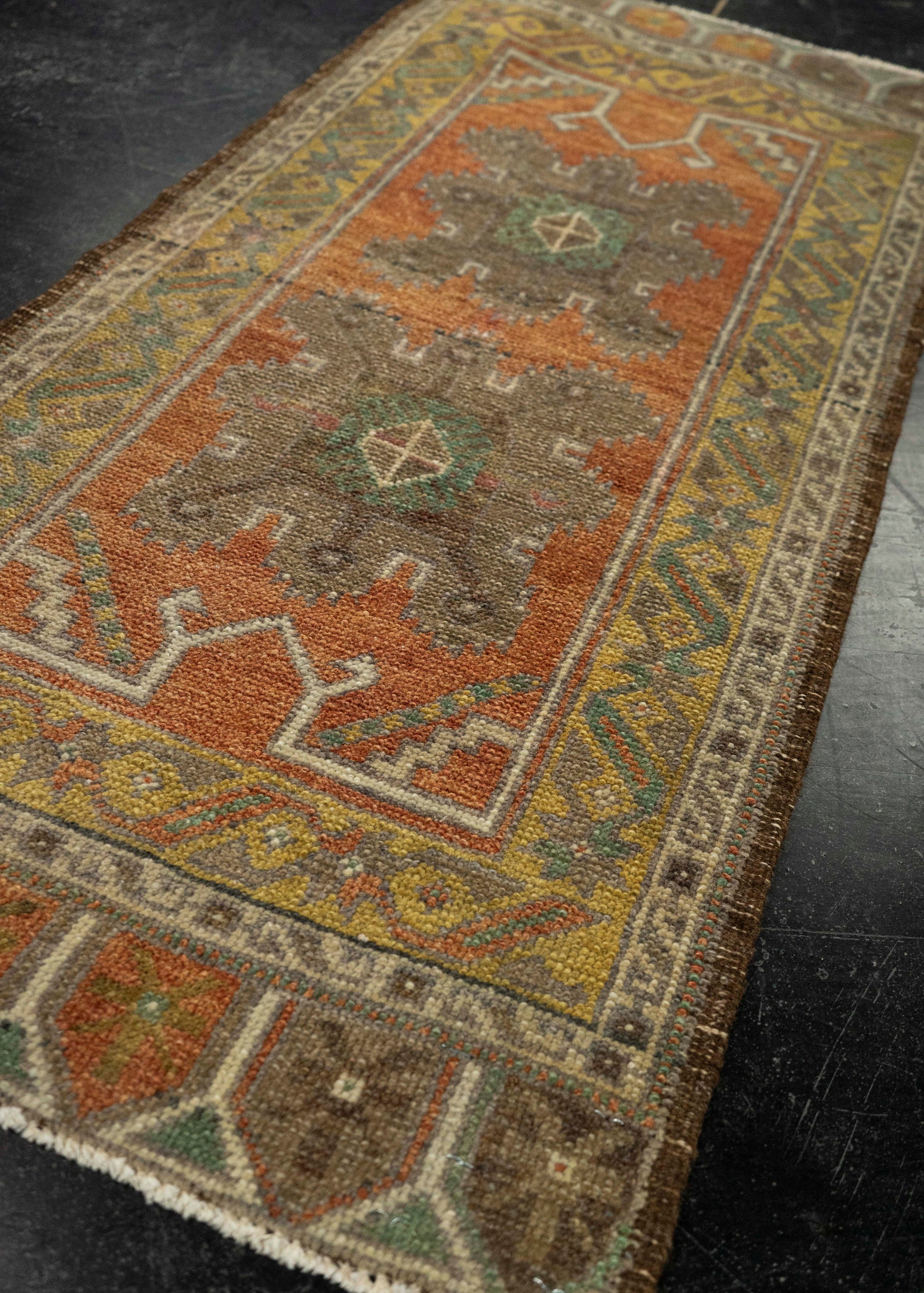 Turkish Mini Rug Oriental Hand Knotted Vintage Rug 1'7" x 3'6" #21032