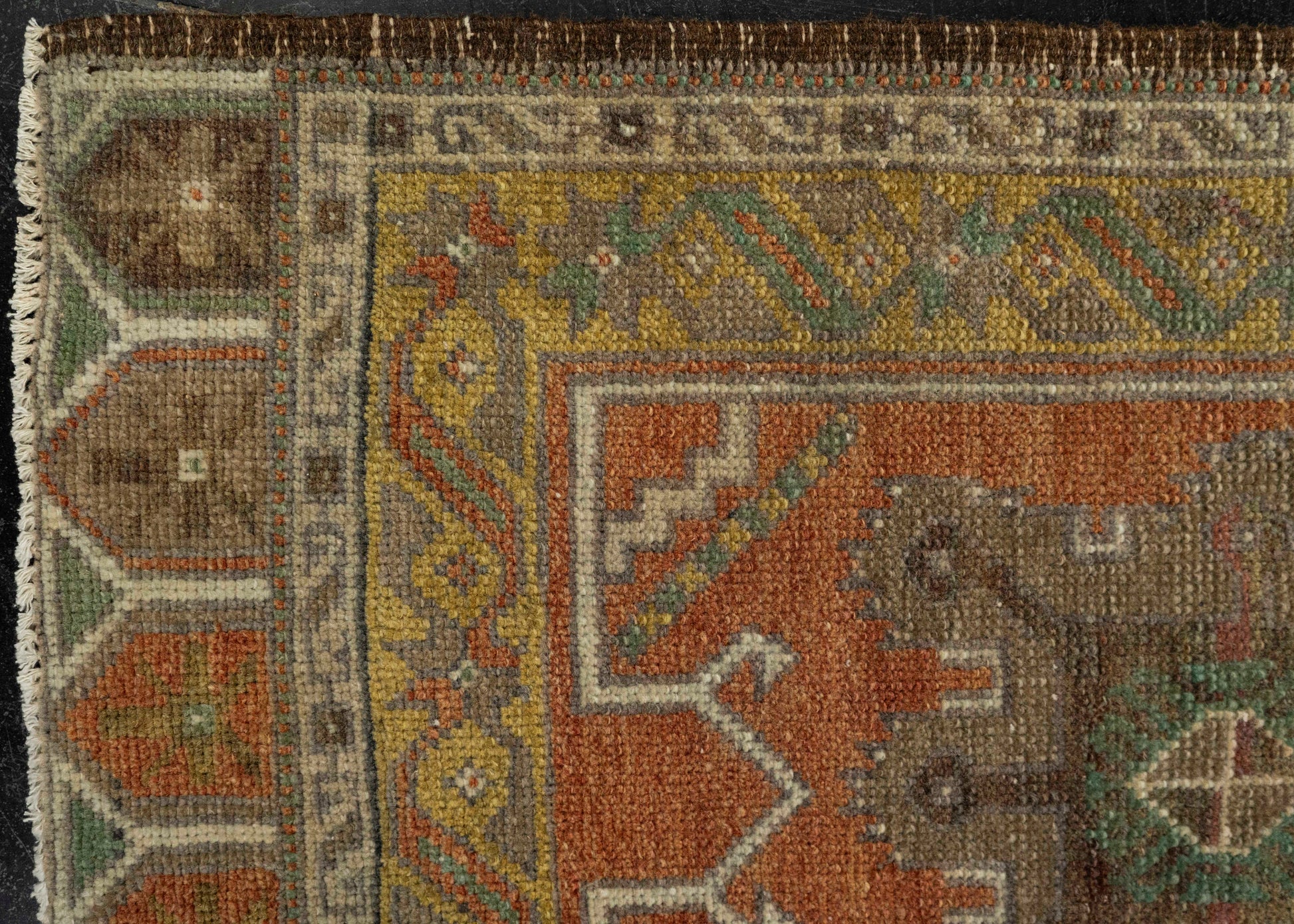 Turkish Mini Rug Oriental Hand Knotted Vintage Rug 1'7" x 3'6" #21032