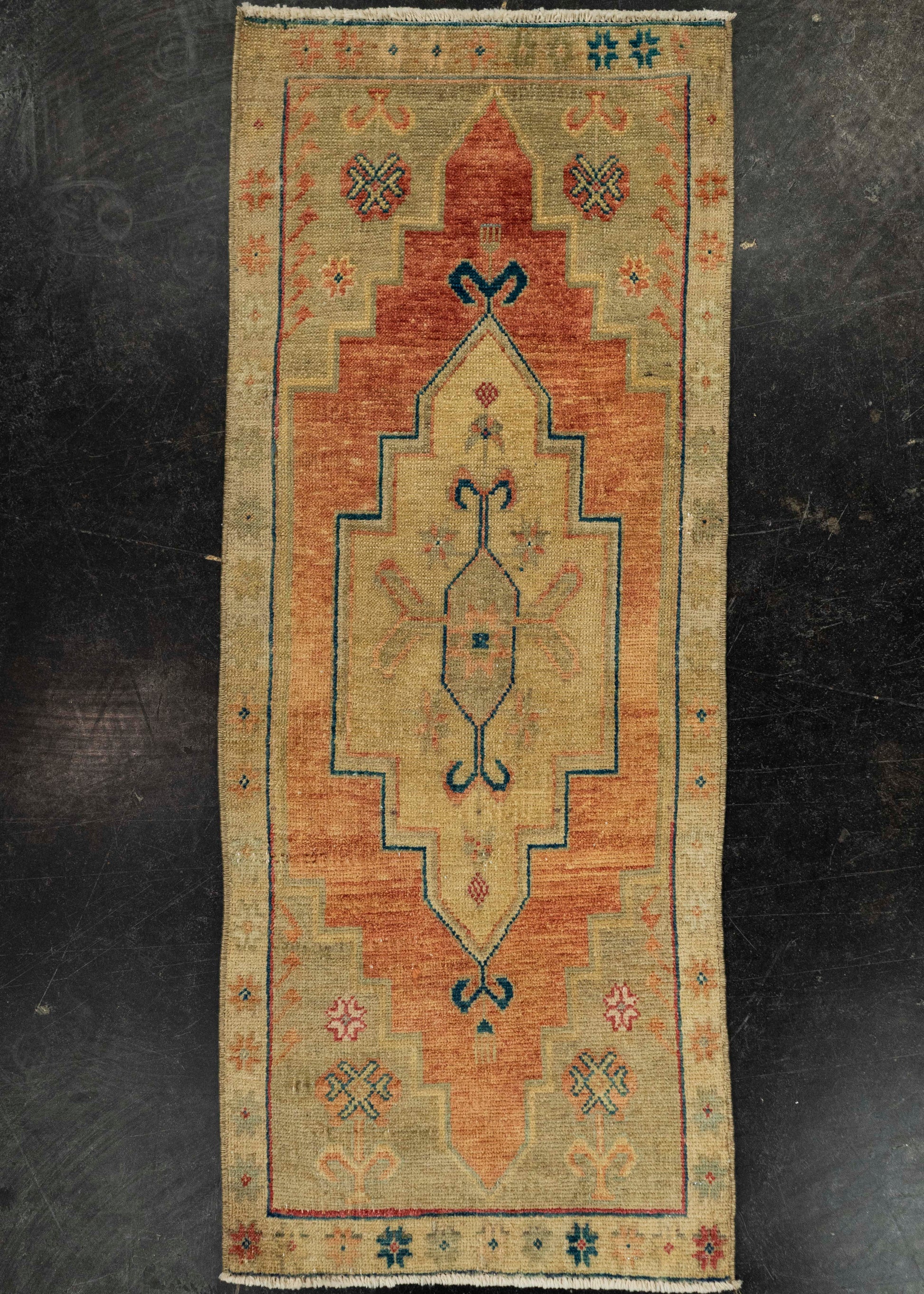 Turkish Mini Rug Oriental Hand Knotted Vintage Rug 1'6" x 3'7" #21147
