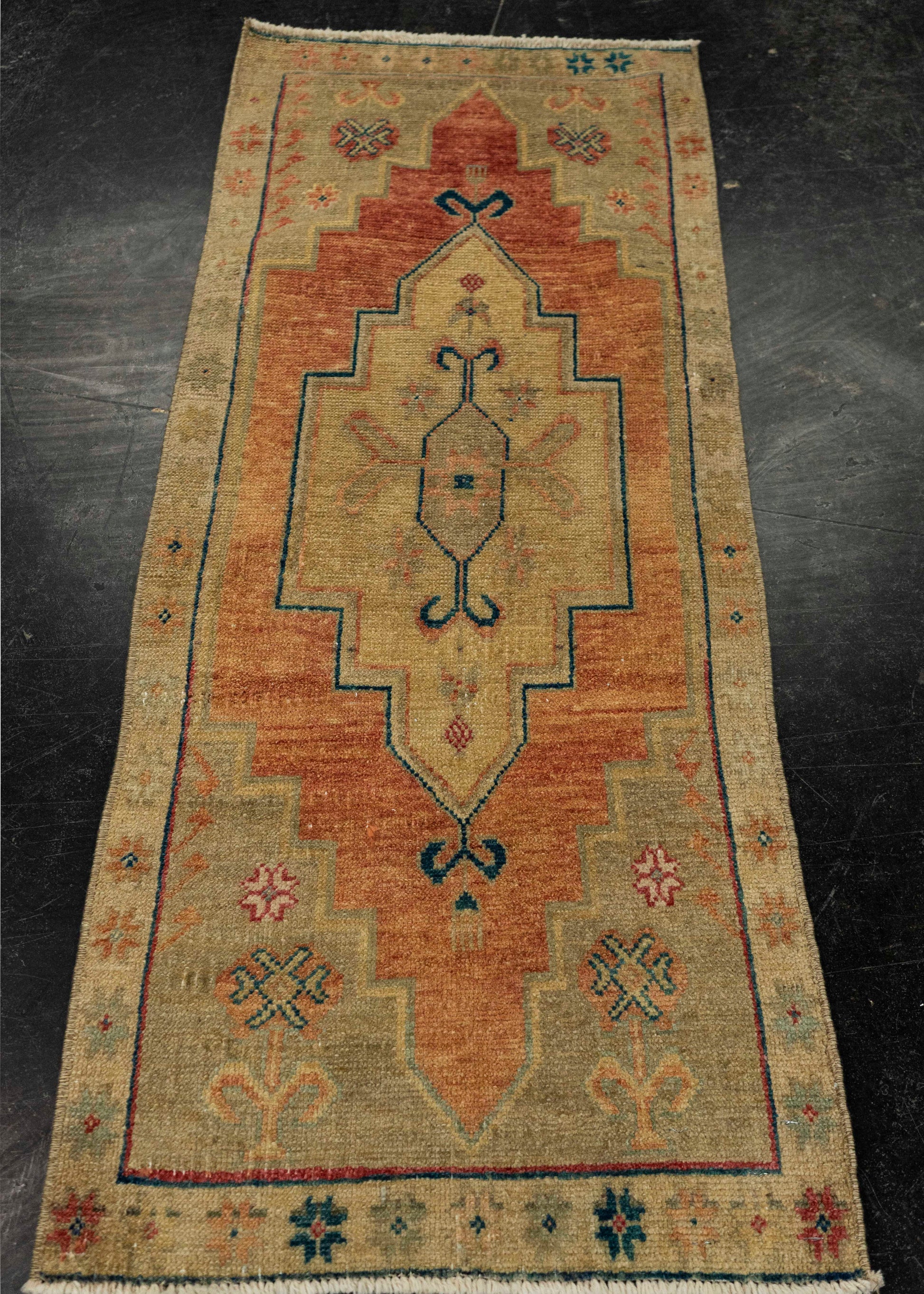 Turkish Mini Rug Oriental Hand Knotted Vintage Rug 1'6" x 3'7" #21147