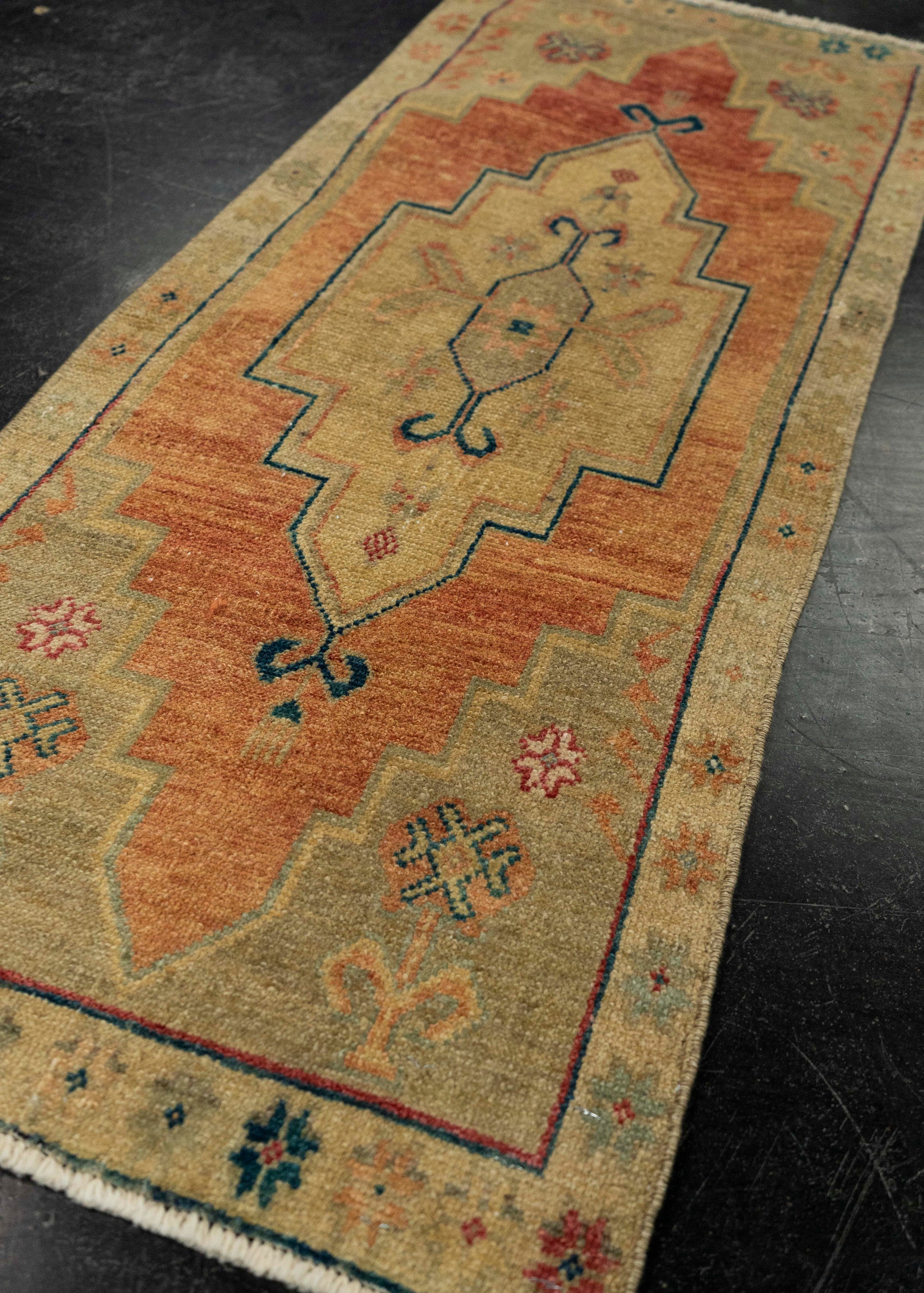 Turkish Mini Rug Oriental Hand Knotted Vintage Rug 1'6" x 3'7" #21147