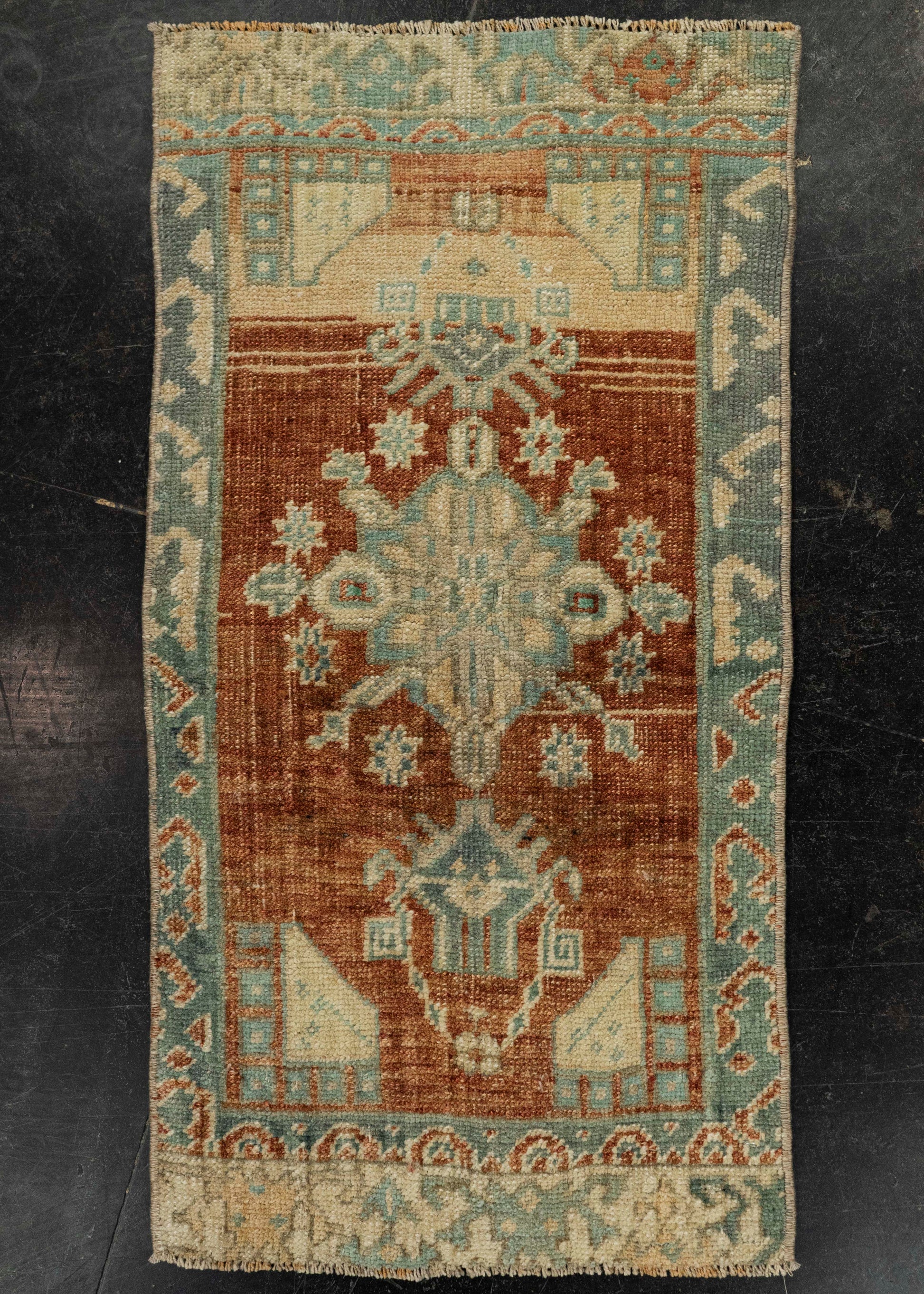 Turkish Mini Rug Oriental Hand Knotted Vintage Rug 1'6" x 2'10" #21143