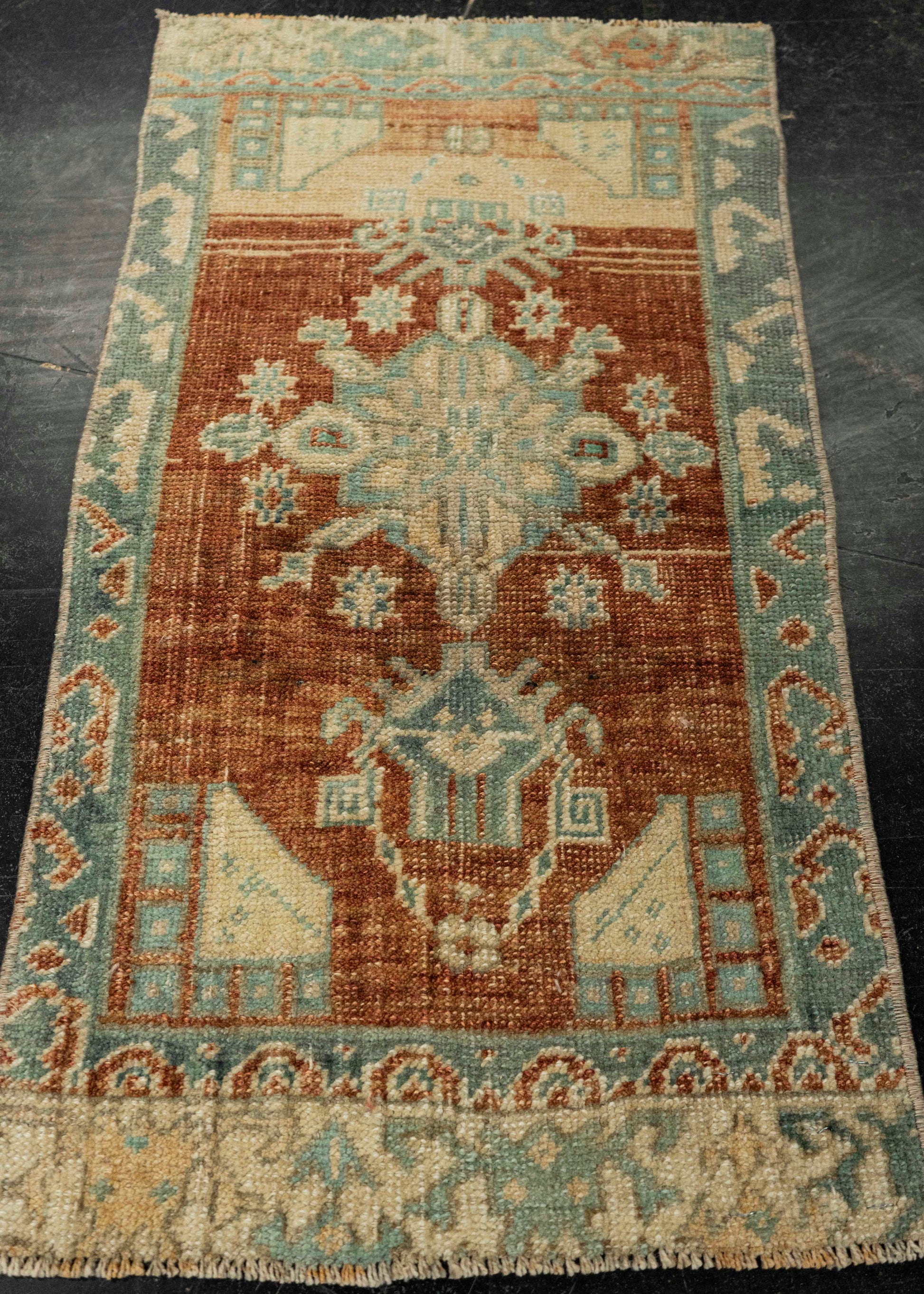 Turkish Mini Rug Oriental Hand Knotted Vintage Rug 1'6" x 2'10" #21143