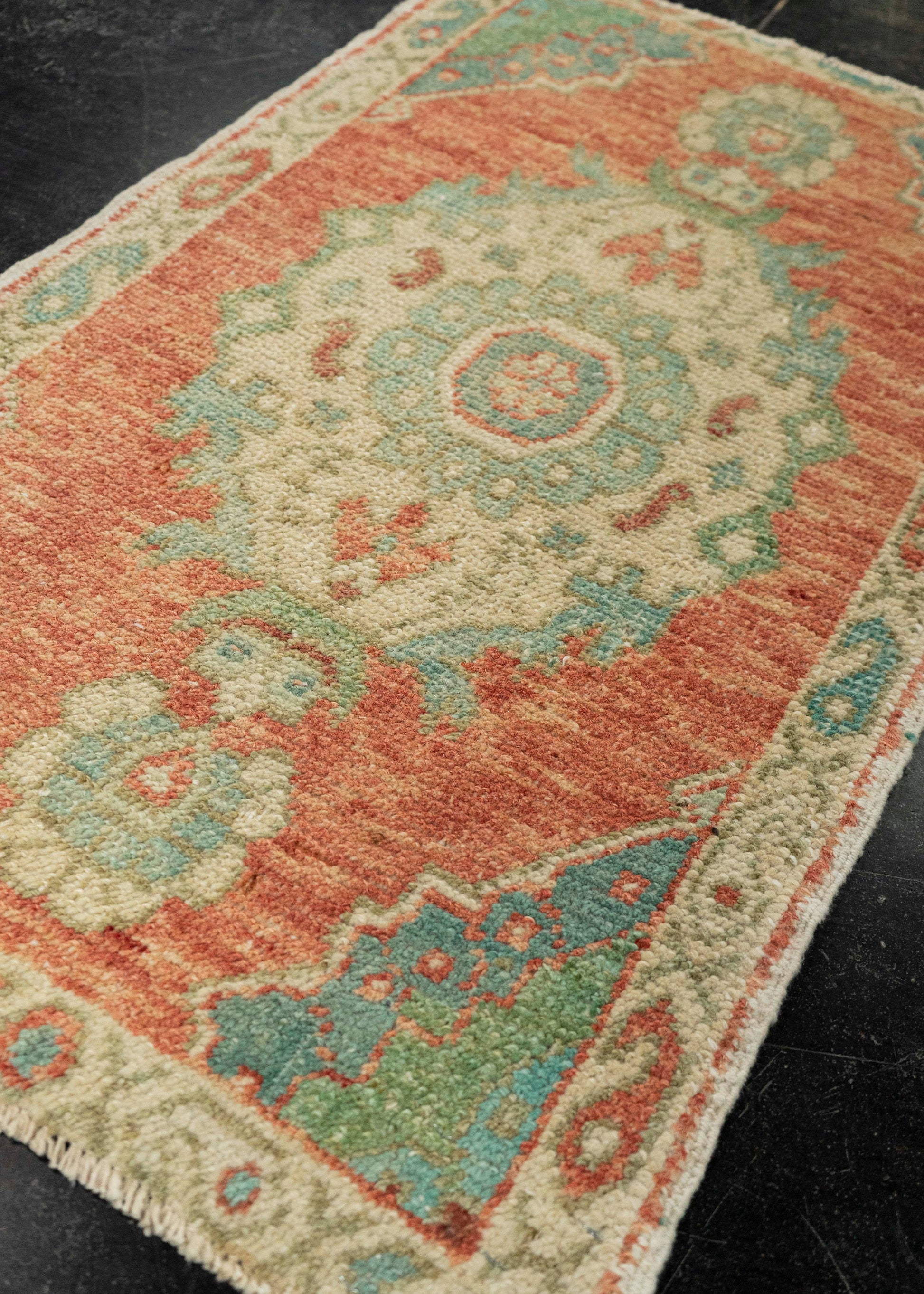 Turkish Mini Rug Oriental Hand Knotted Vintage Rug 1'10" x 3' #21159