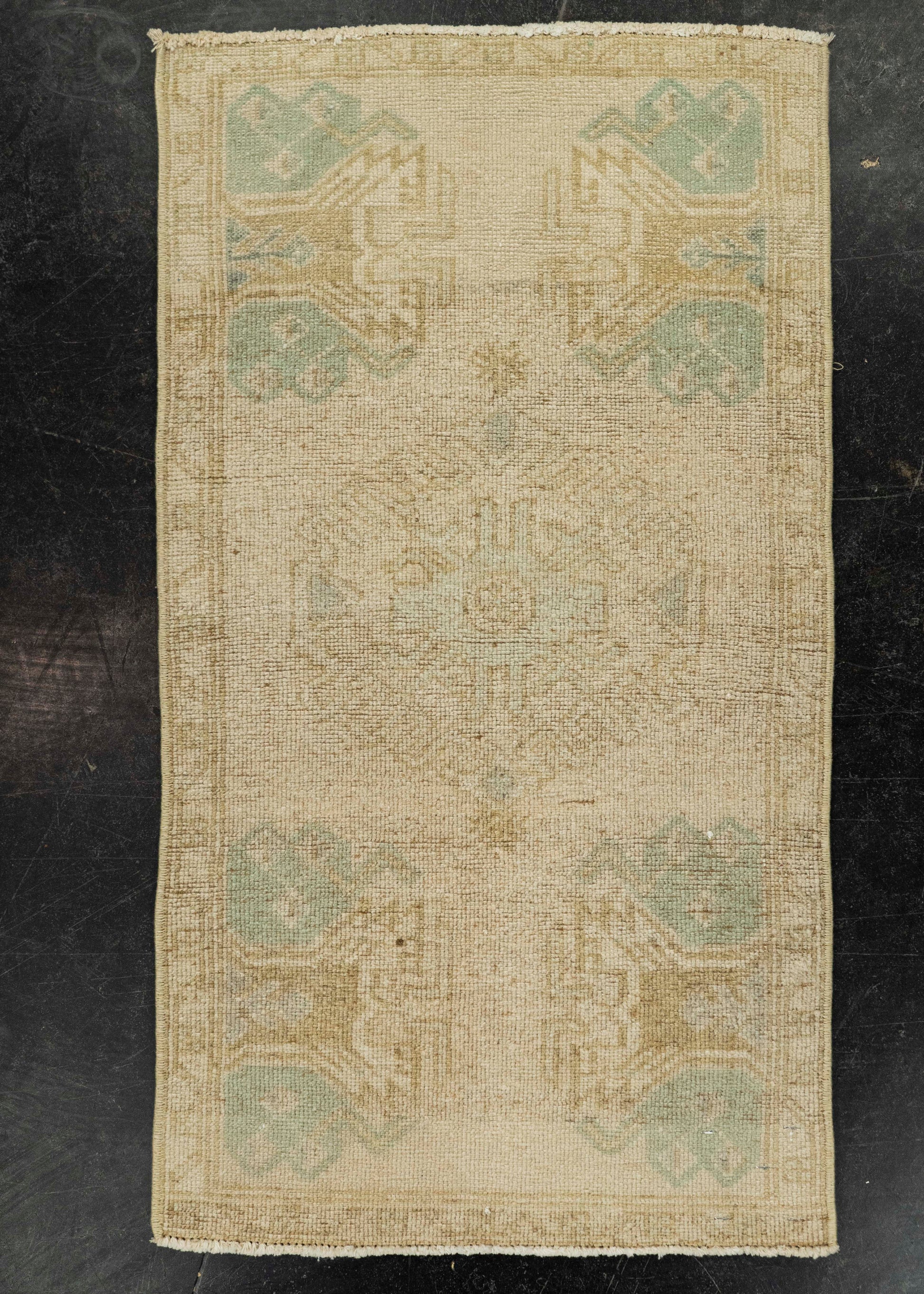 Turkish Mini Rug Oriental Hand Knotted Vintage Rug 1'7" x 2'11" #21201