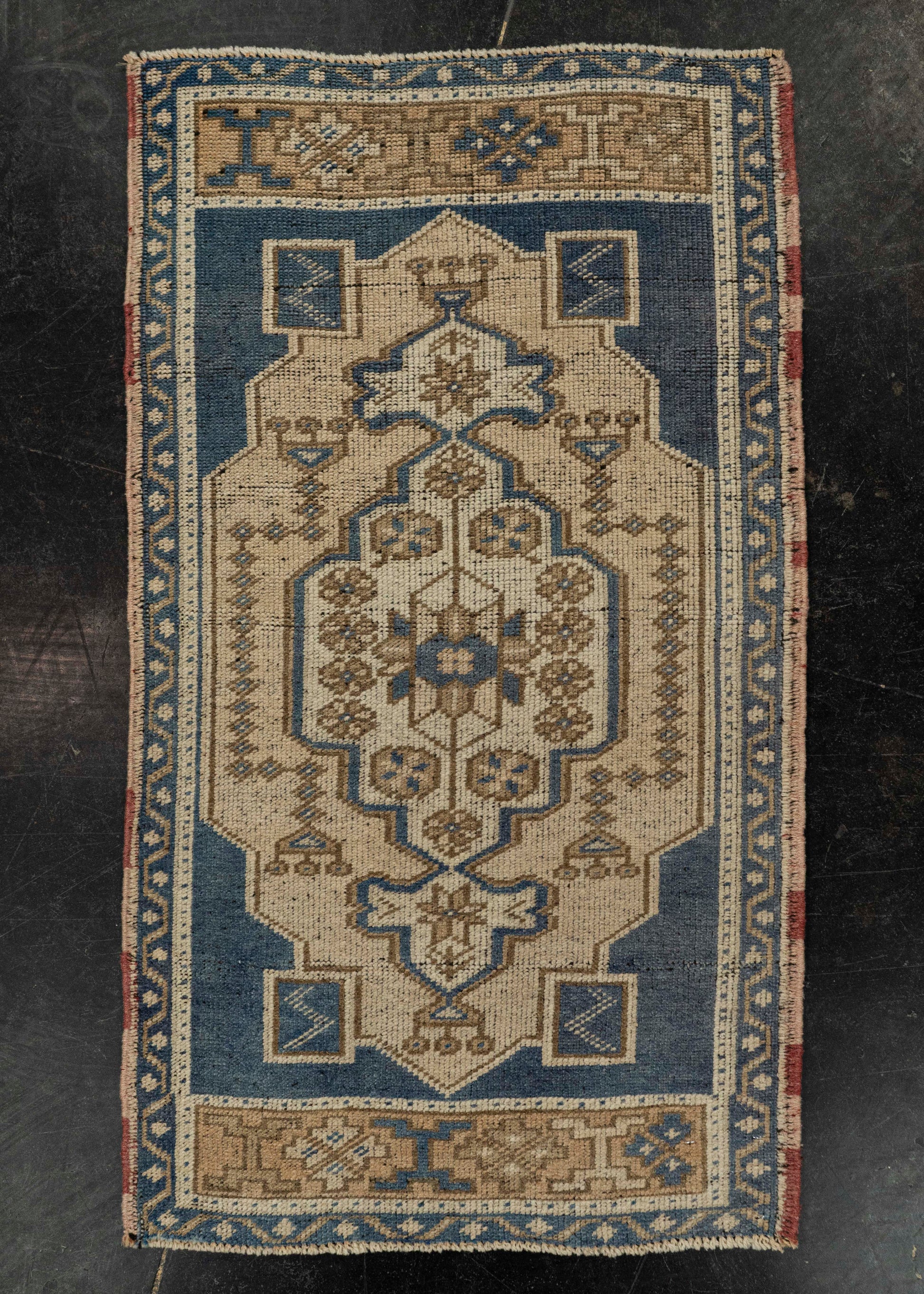 Turkish Mini Rug Oriental Hand Knotted Vintage Rug 1'10" x 3'2" #21189