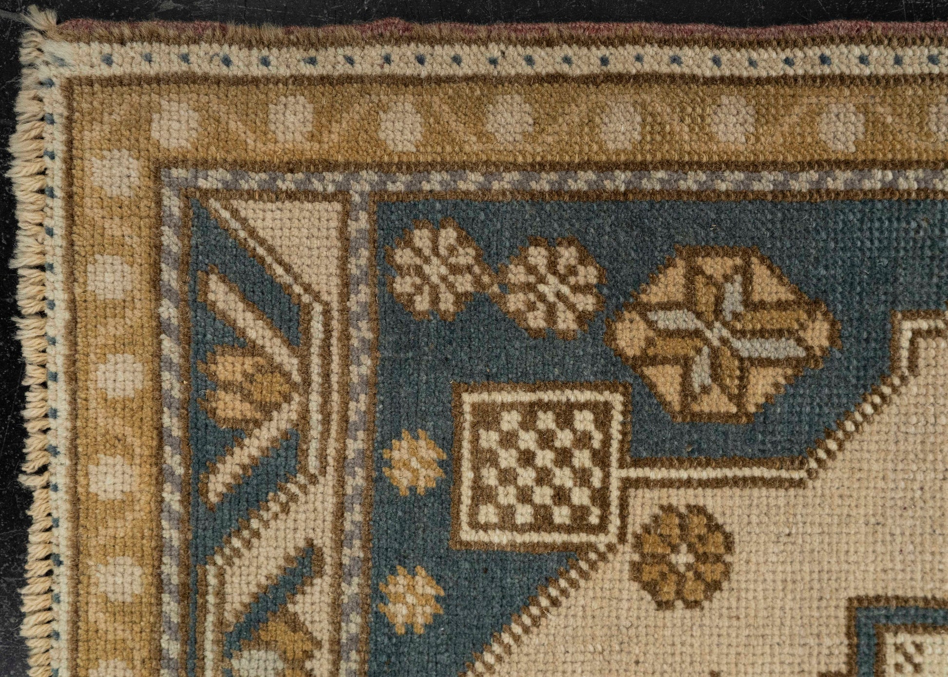 Turkish Mini Rug Oriental Hand Knotted Vintage Rug 1'11" x 3'6" #21204