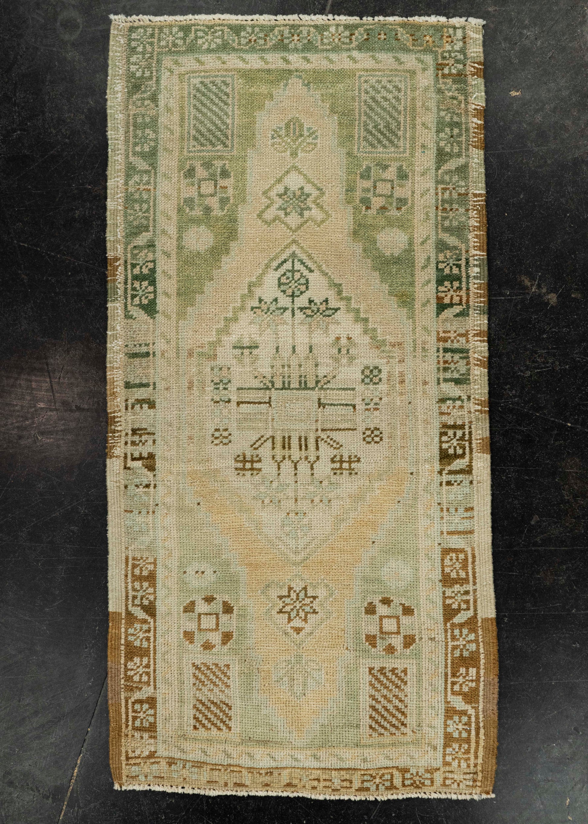 Turkish Mini Rug Oriental Hand Knotted Vintage Rug 1'7" x 3'2" #21072