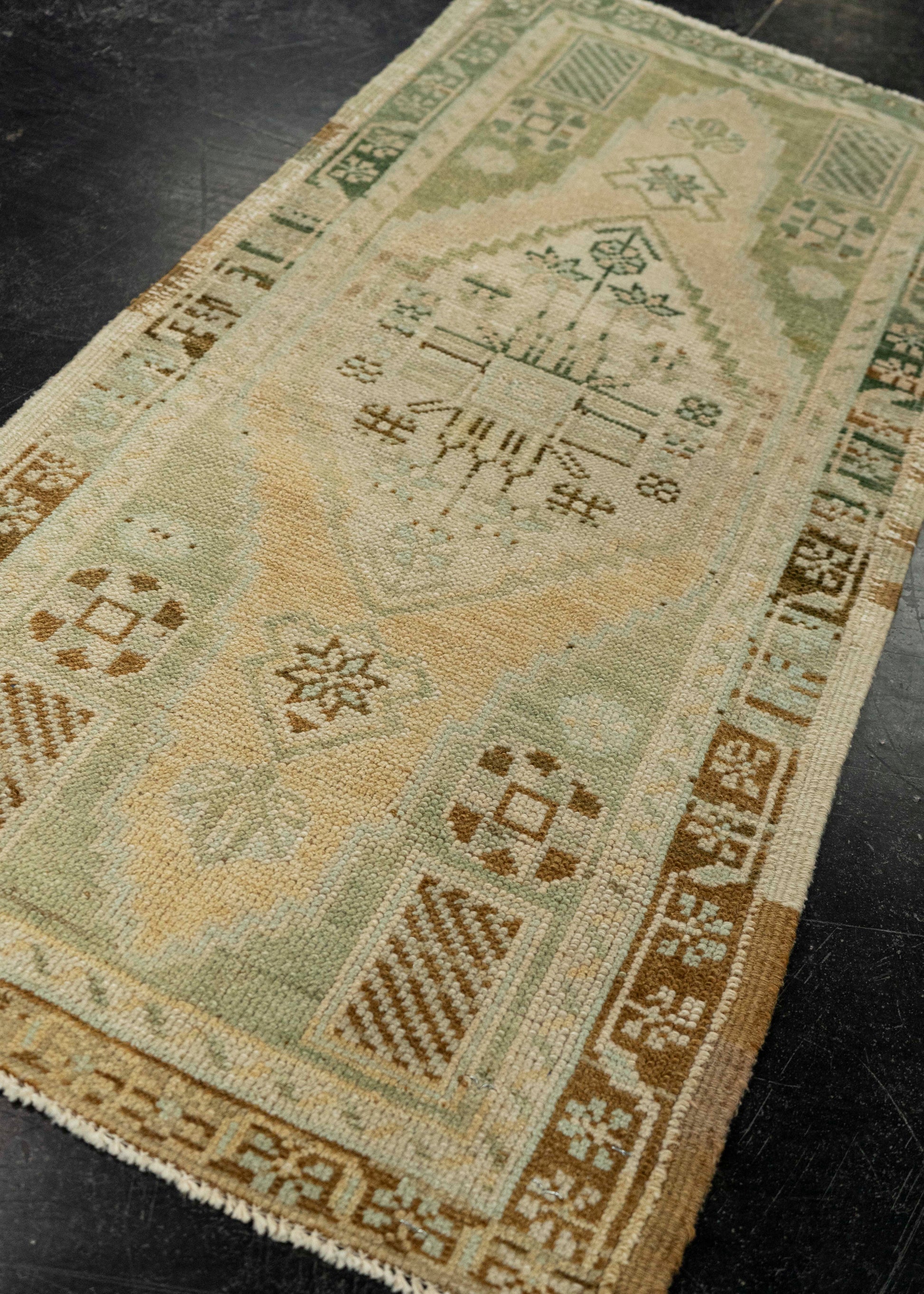 Turkish Mini Rug Oriental Hand Knotted Vintage Rug 1'7" x 3'2" #21072