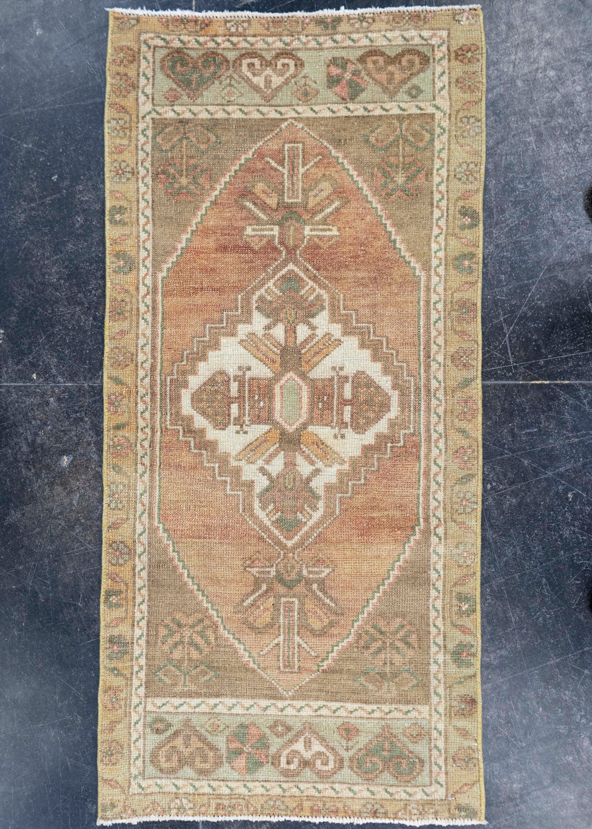 Turkish Mini Rug Oriental Hand Knotted Vintage Rug 1'8" x 3'6" #16751