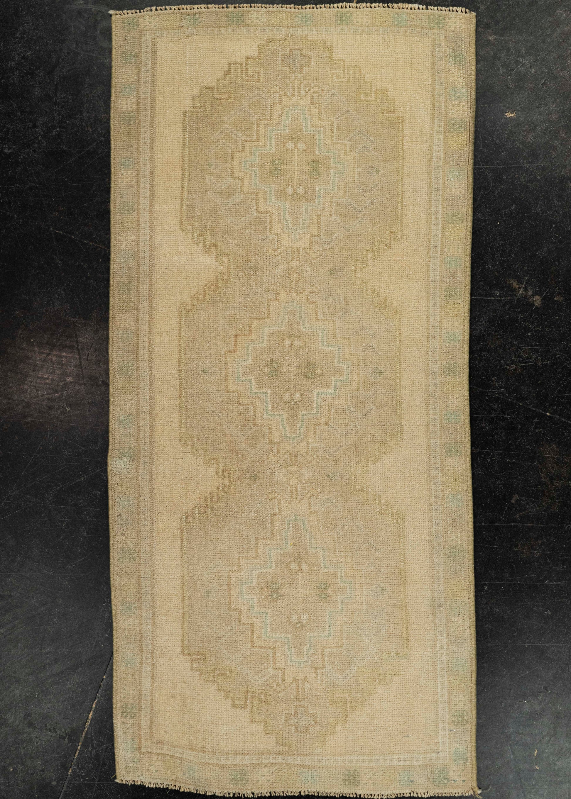 Turkish Mini Rug Oriental Hand Knotted Vintage Rug 1'7" x 3'6" #21168