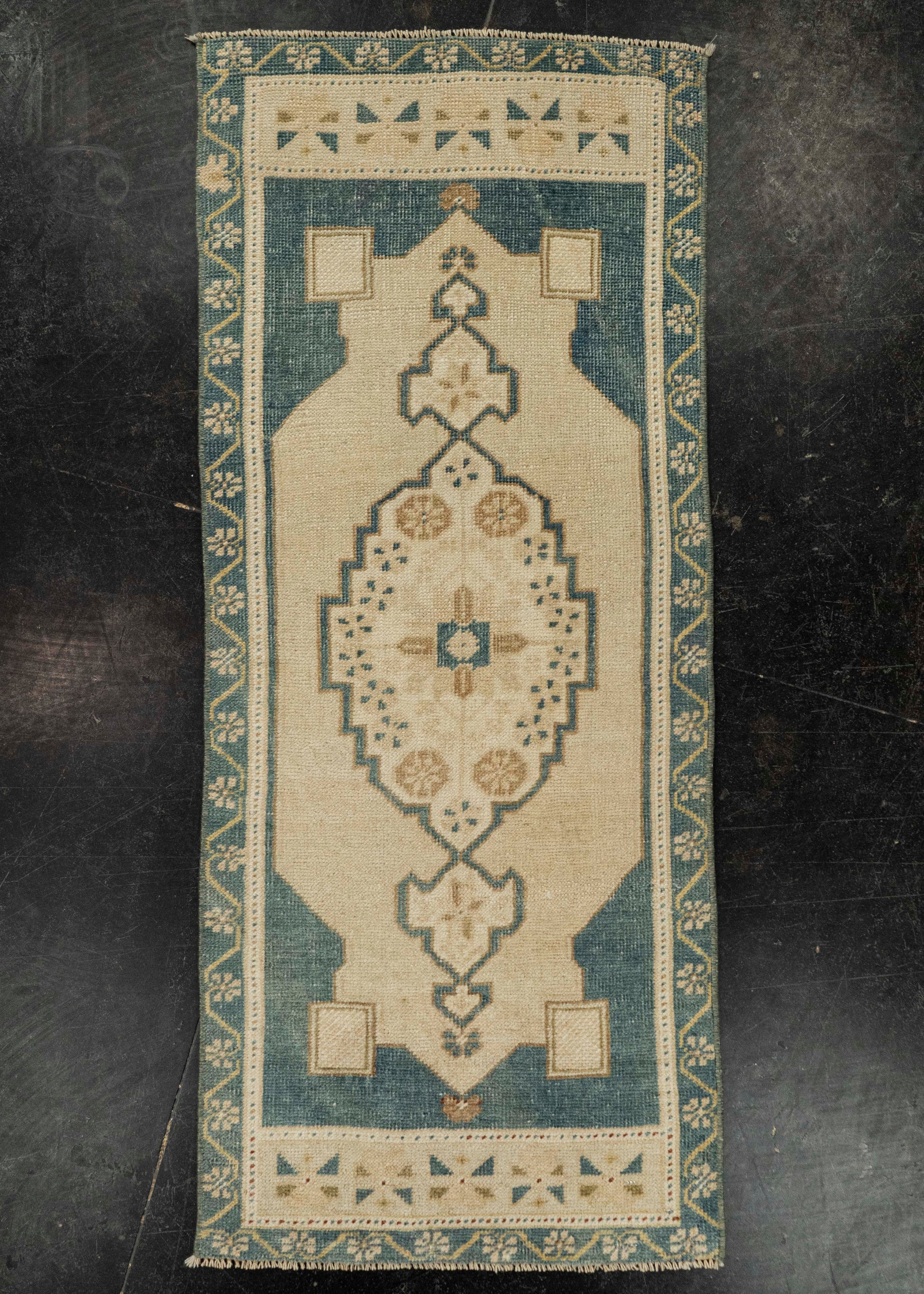 Turkish Mini Rug Oriental Hand Knotted Vintage Rug 1'8" x 4' #21148