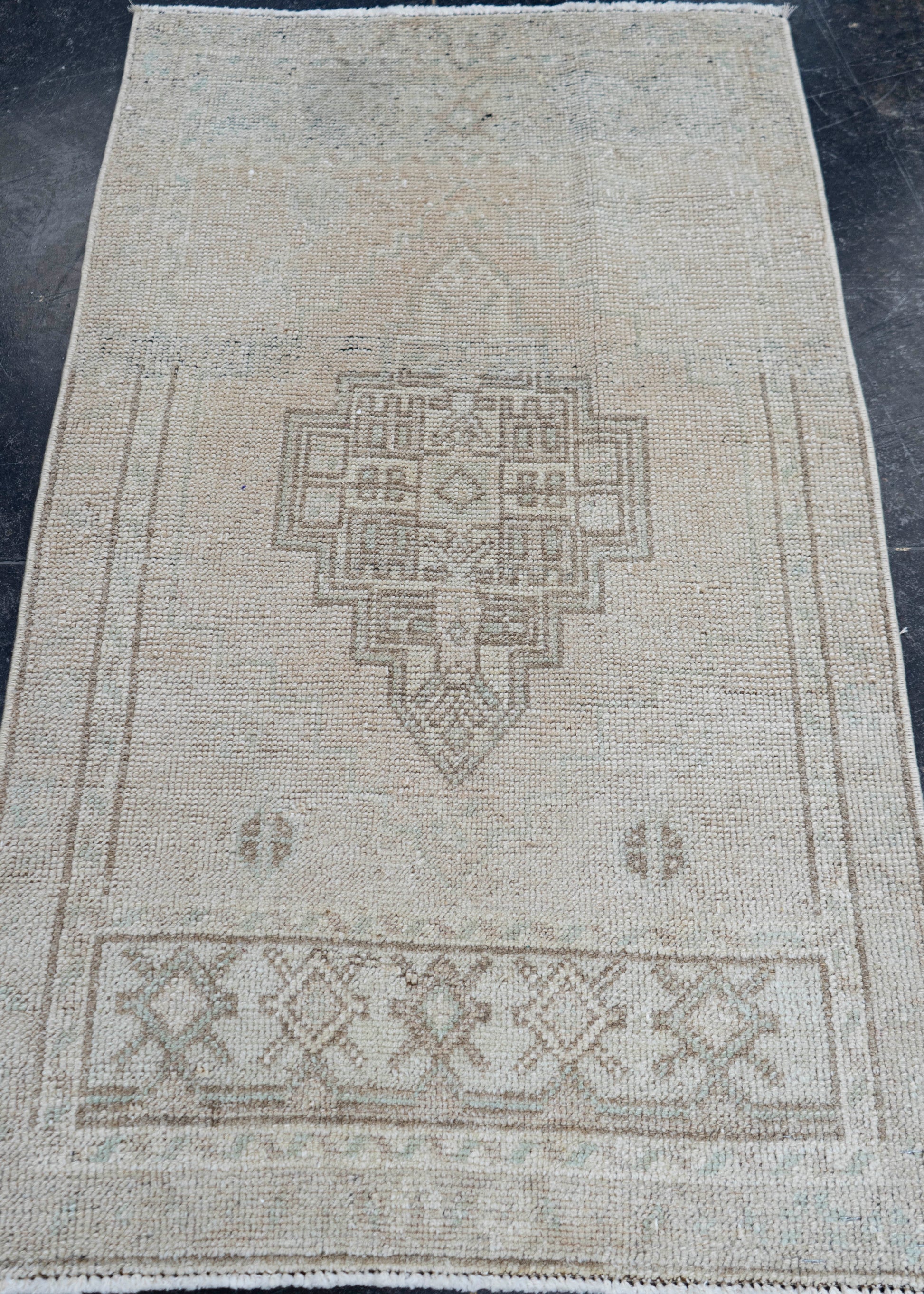 Turkish Mini Rug Oriental Hand Knotted Vintage Rug 1'10" x 3' #16751