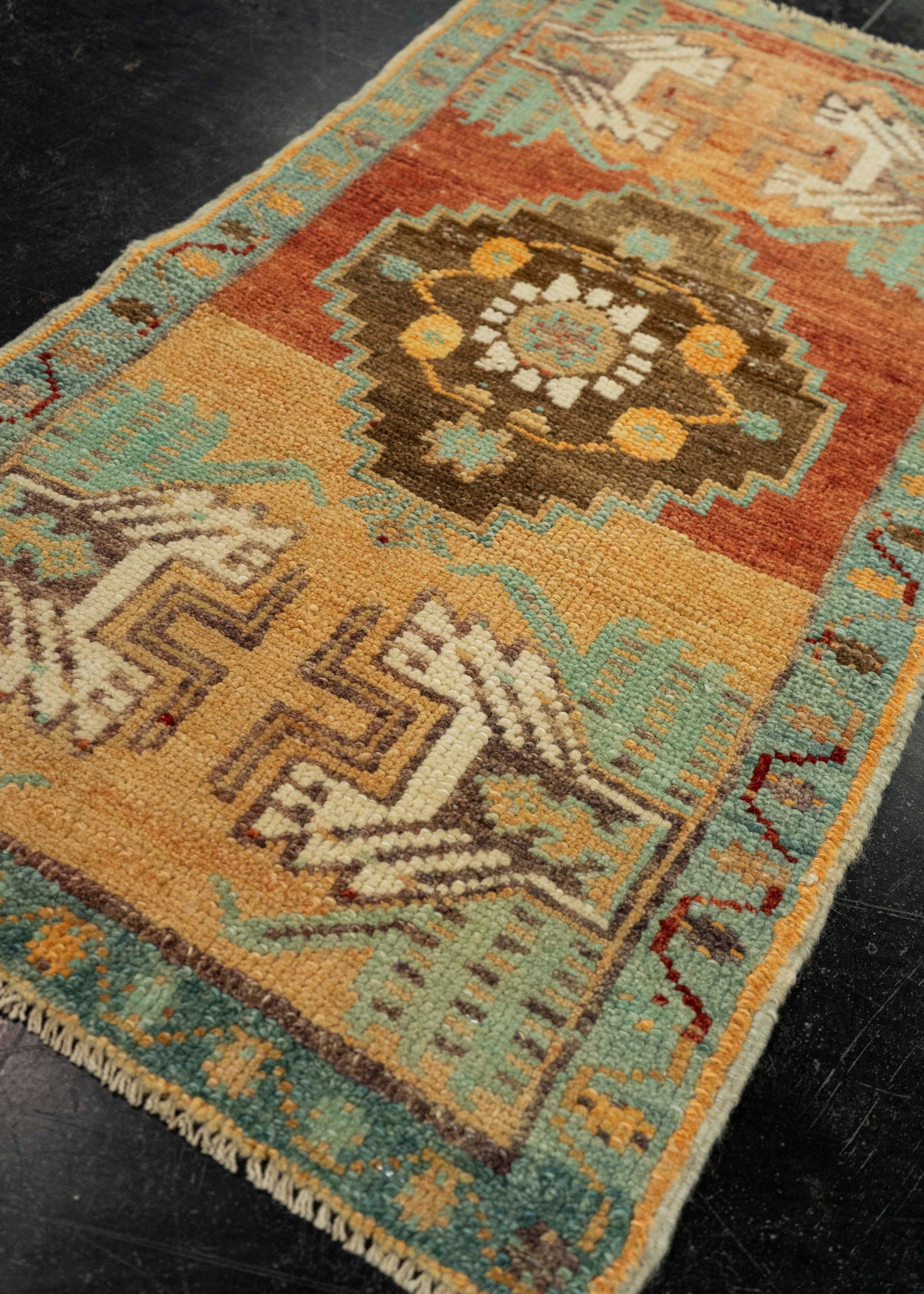 Turkish Mini Rug Oriental Hand Knotted Vintage Rug 1'7" x 2'11" #21181