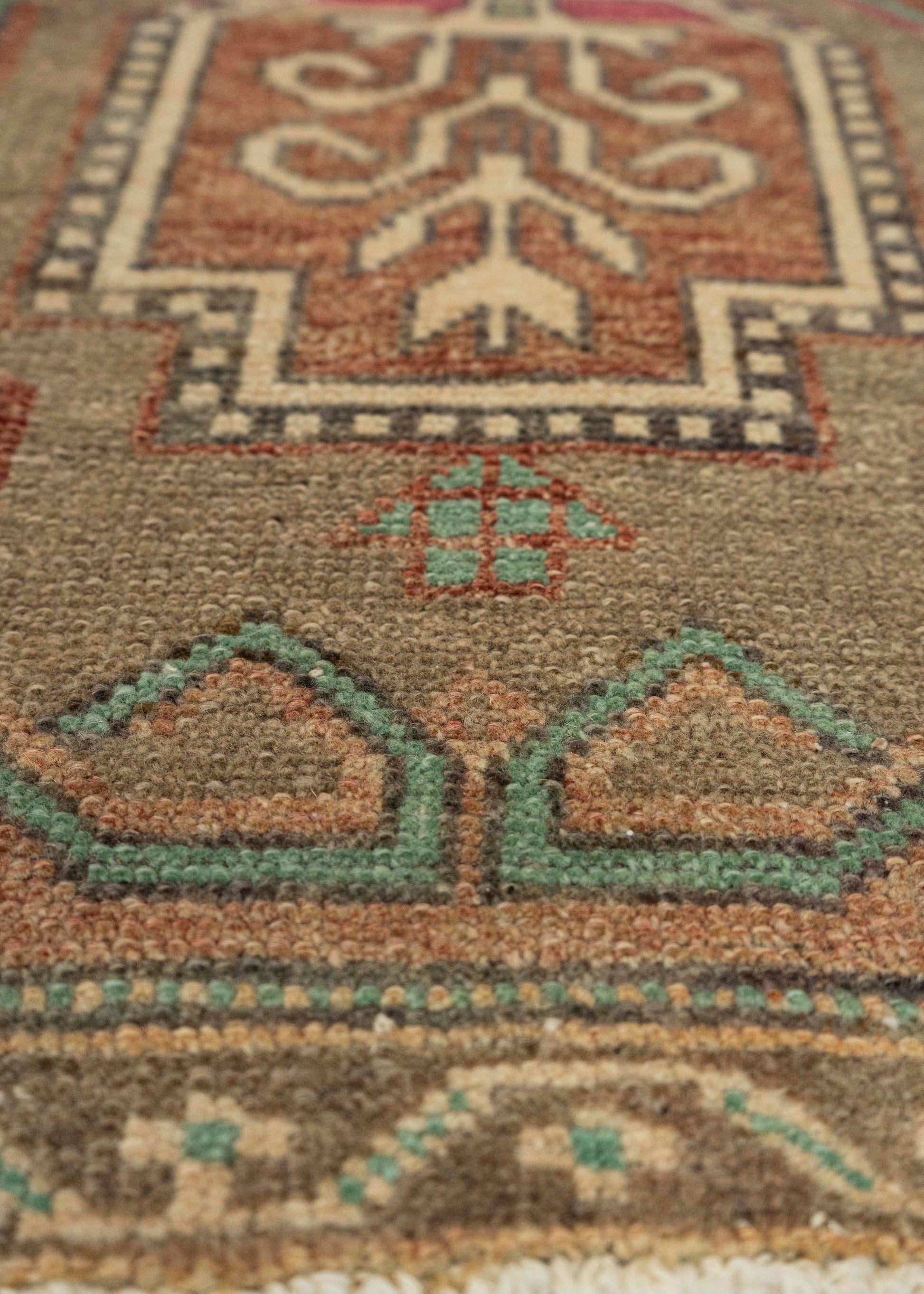 Turkish Mini Rug Oriental Hand Knotted Vintage Rug 1'9" x 3'7" #21157