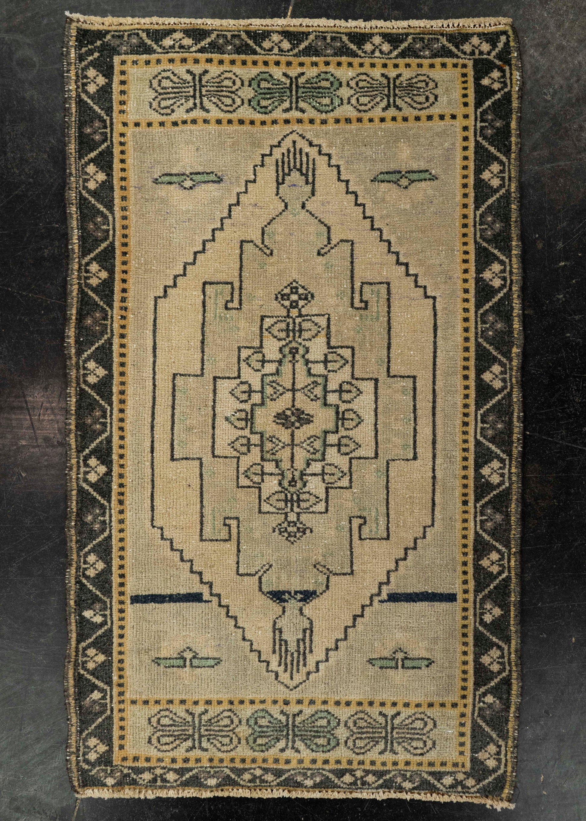 Turkish Mini Rug Oriental Hand Knotted Vintage Rug 1'11" x 3'3" #21202