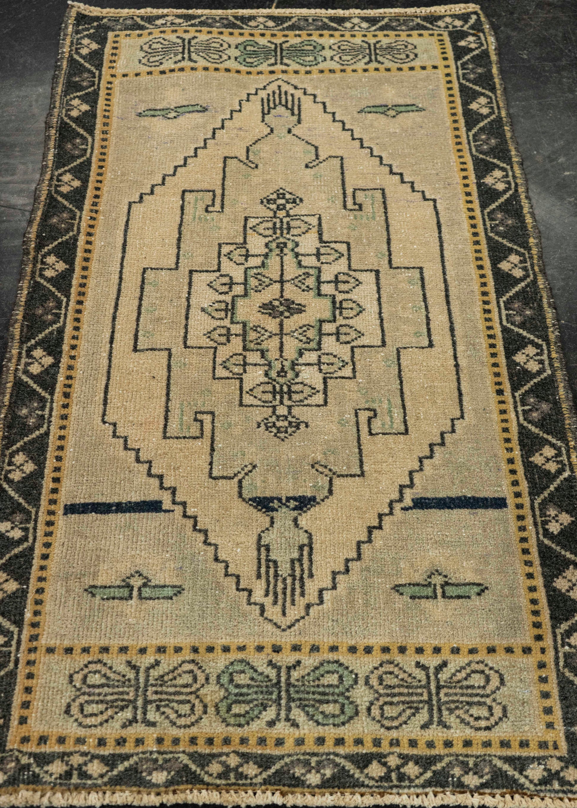 Turkish Mini Rug Oriental Hand Knotted Vintage Rug 1'11" x 3'3" #21202