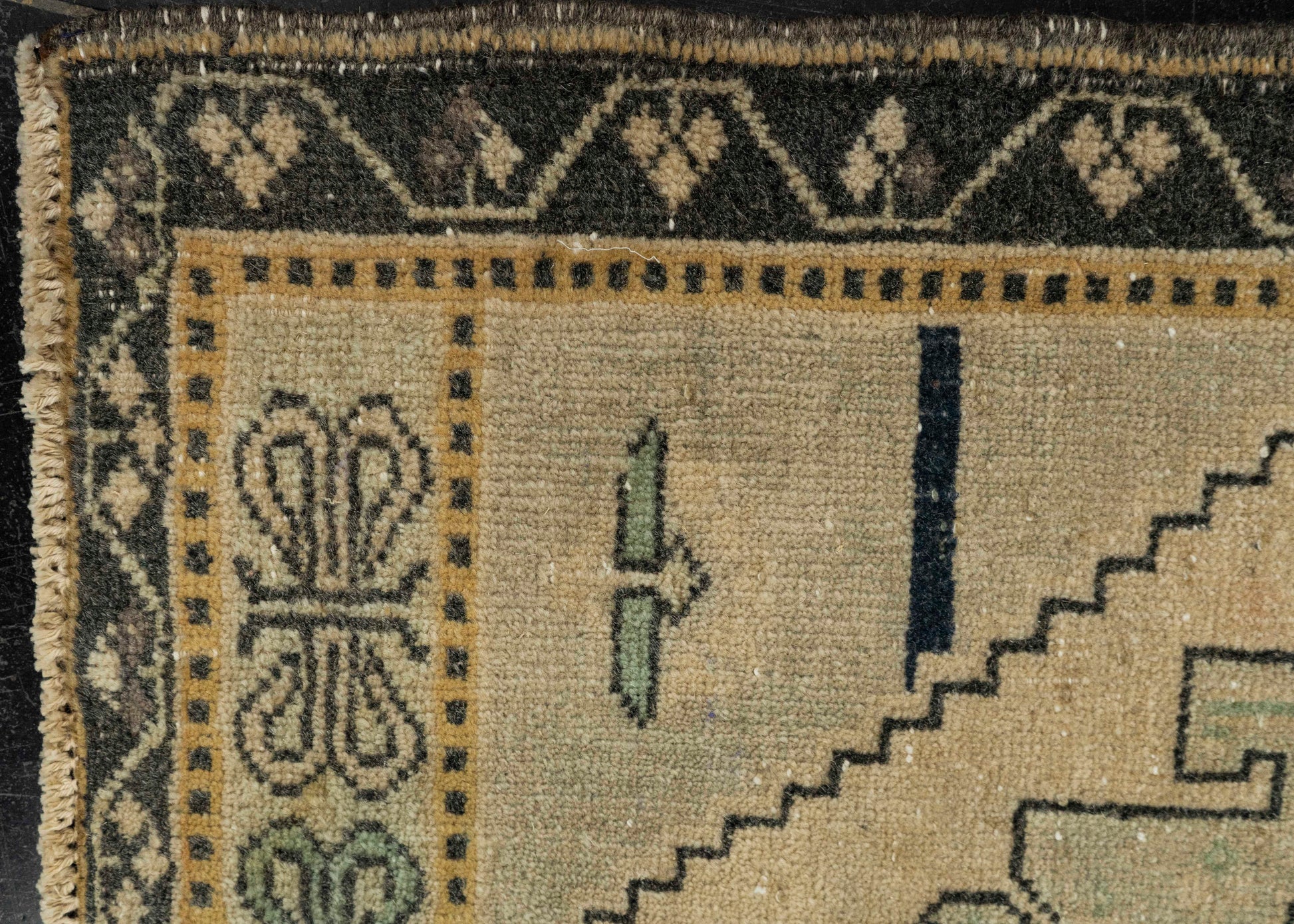 Turkish Mini Rug Oriental Hand Knotted Vintage Rug 1'11" x 3'3" #21202