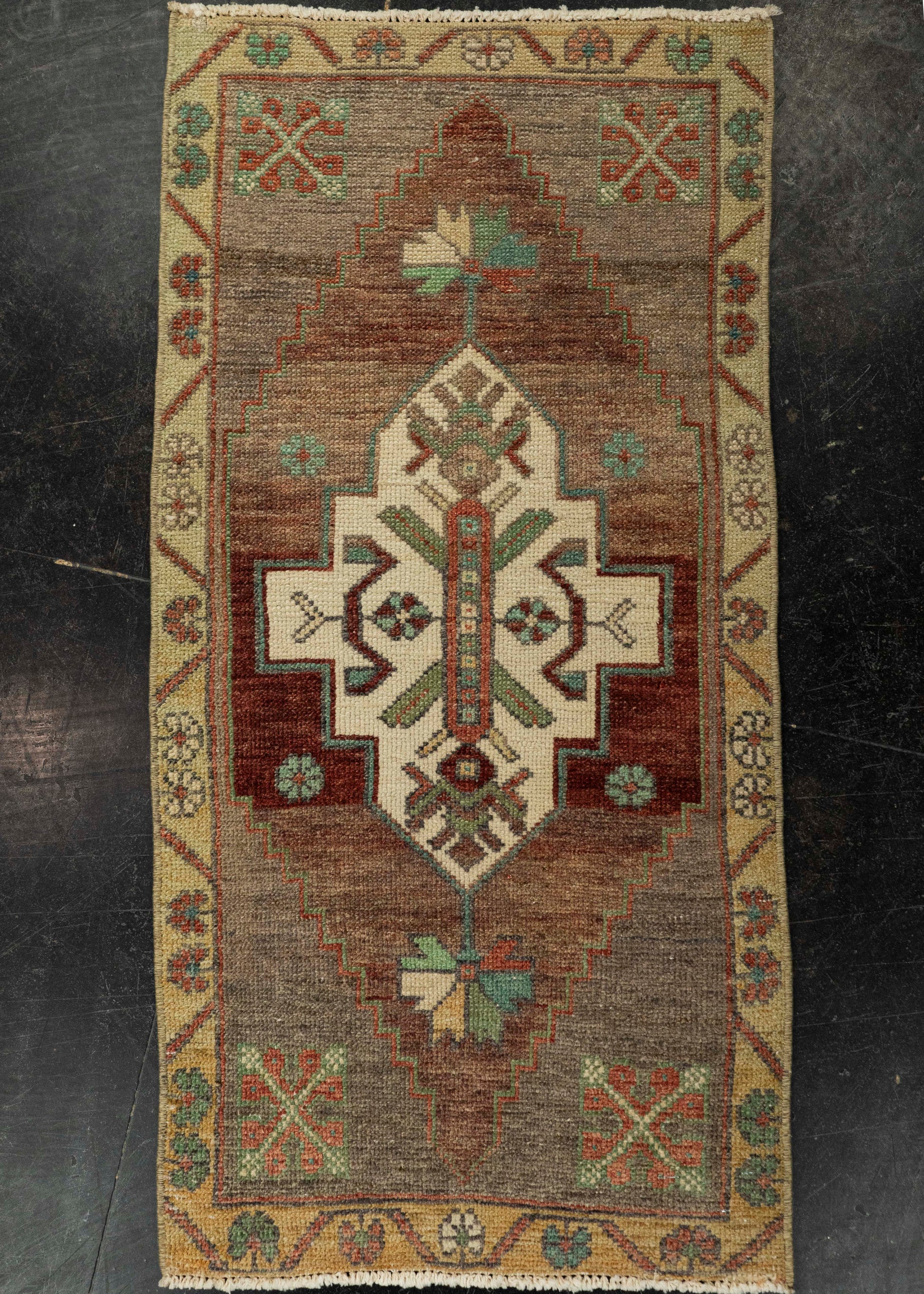 Turkish Mini Rug Oriental Hand Knotted Vintage Rug 1'8" x 3'3" #21187