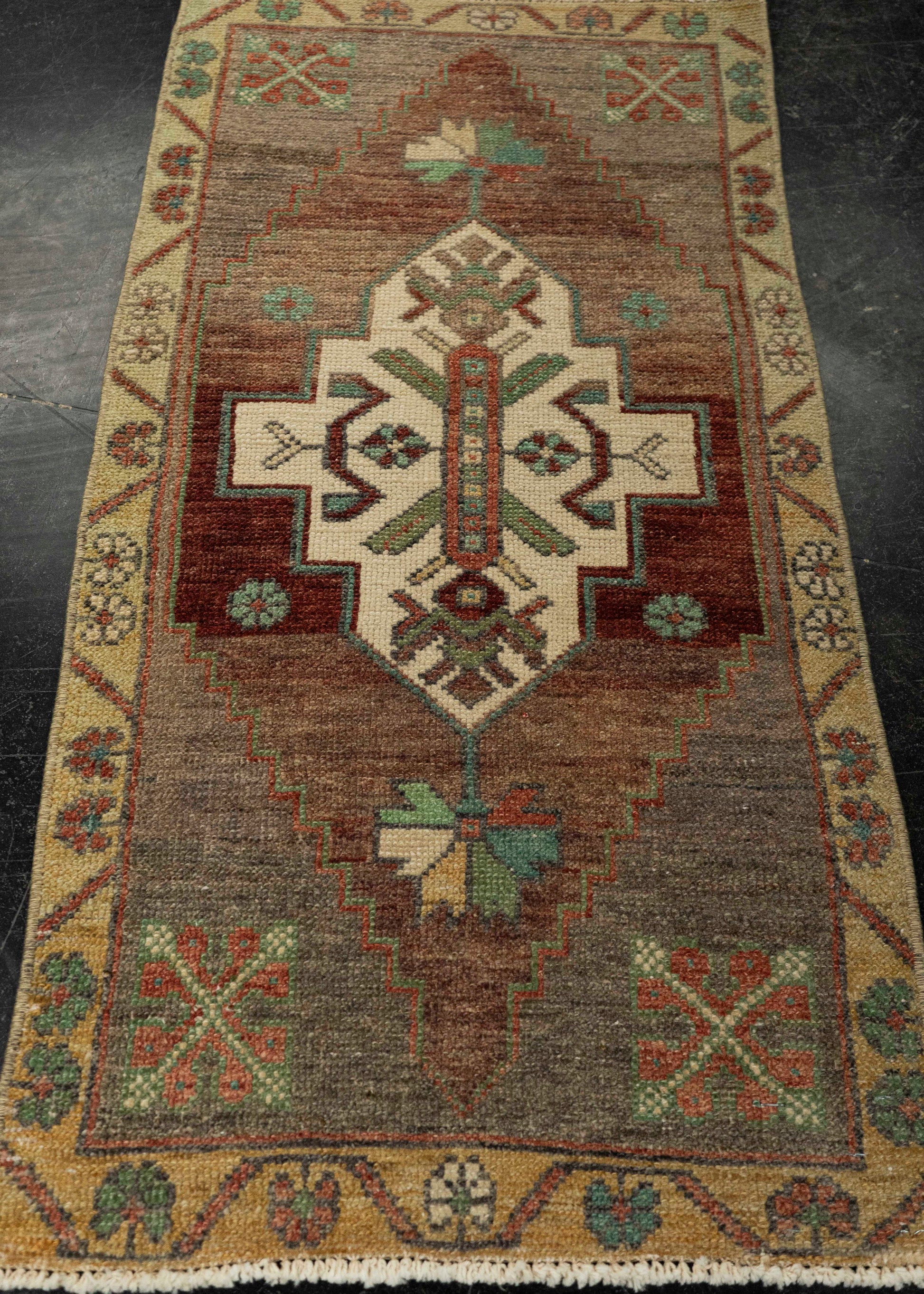 Turkish Mini Rug Oriental Hand Knotted Vintage Rug 1'8" x 3'3" #21187